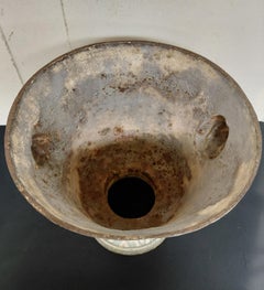19th Century Antique Enameled Cast Iron Urn Paris et Cie