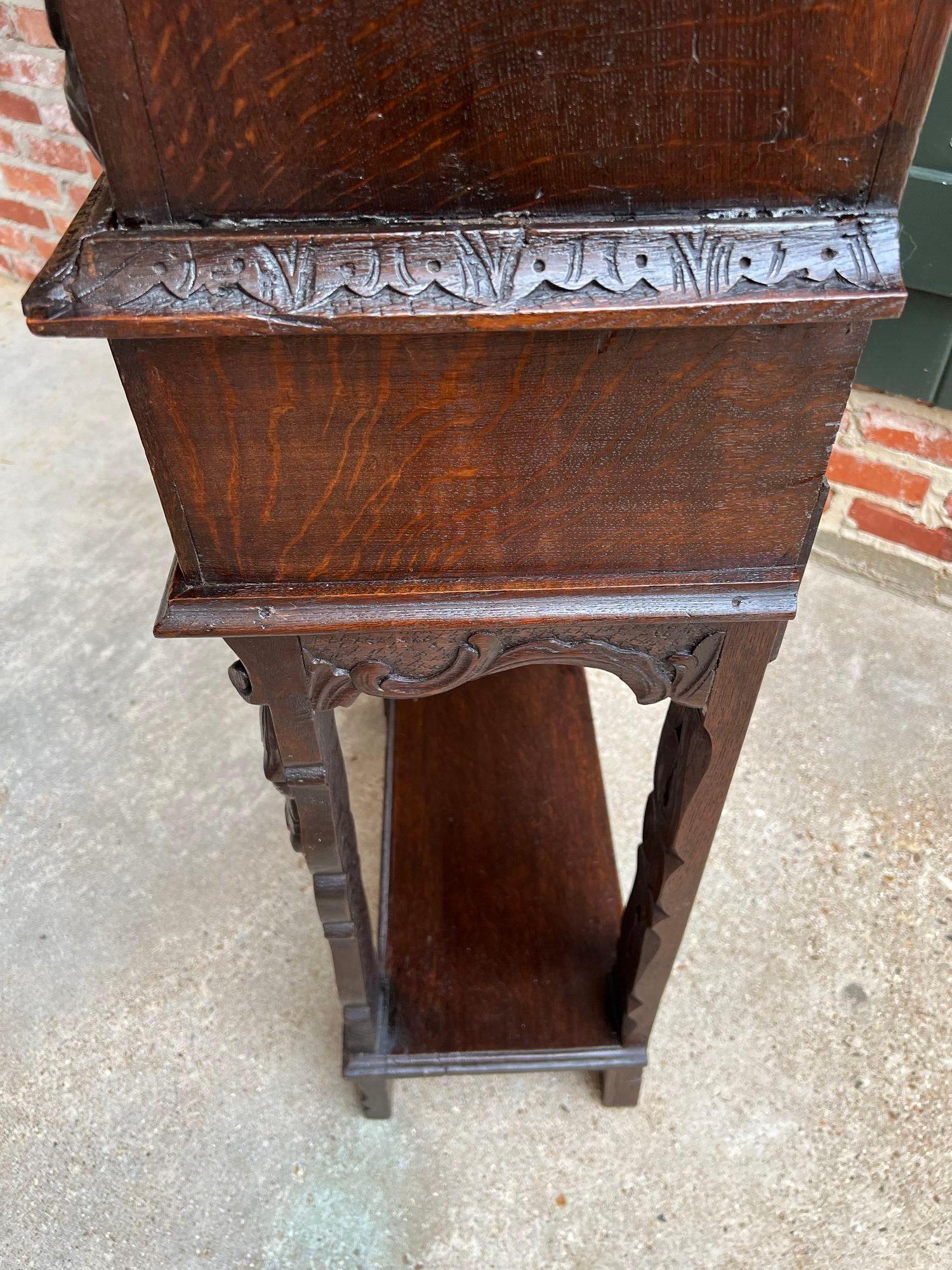 Antique English Cabinet Bookcase Carved Oak Pegged Cupboard c1820 For Sale 12