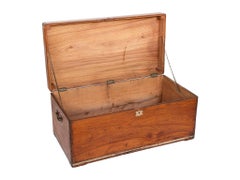 19th Century Antique English Camphor Wood Chest with Brass Trim