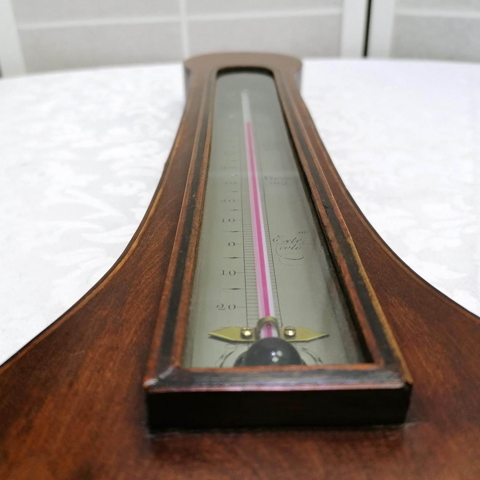 19th Century Antique English Georg III Mahogany Barometer In Good Condition For Sale In VALENZA, IT