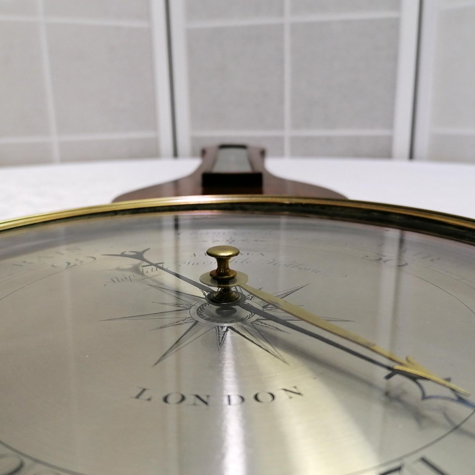 19th Century Antique English Georg III Mahogany Barometer For Sale 1