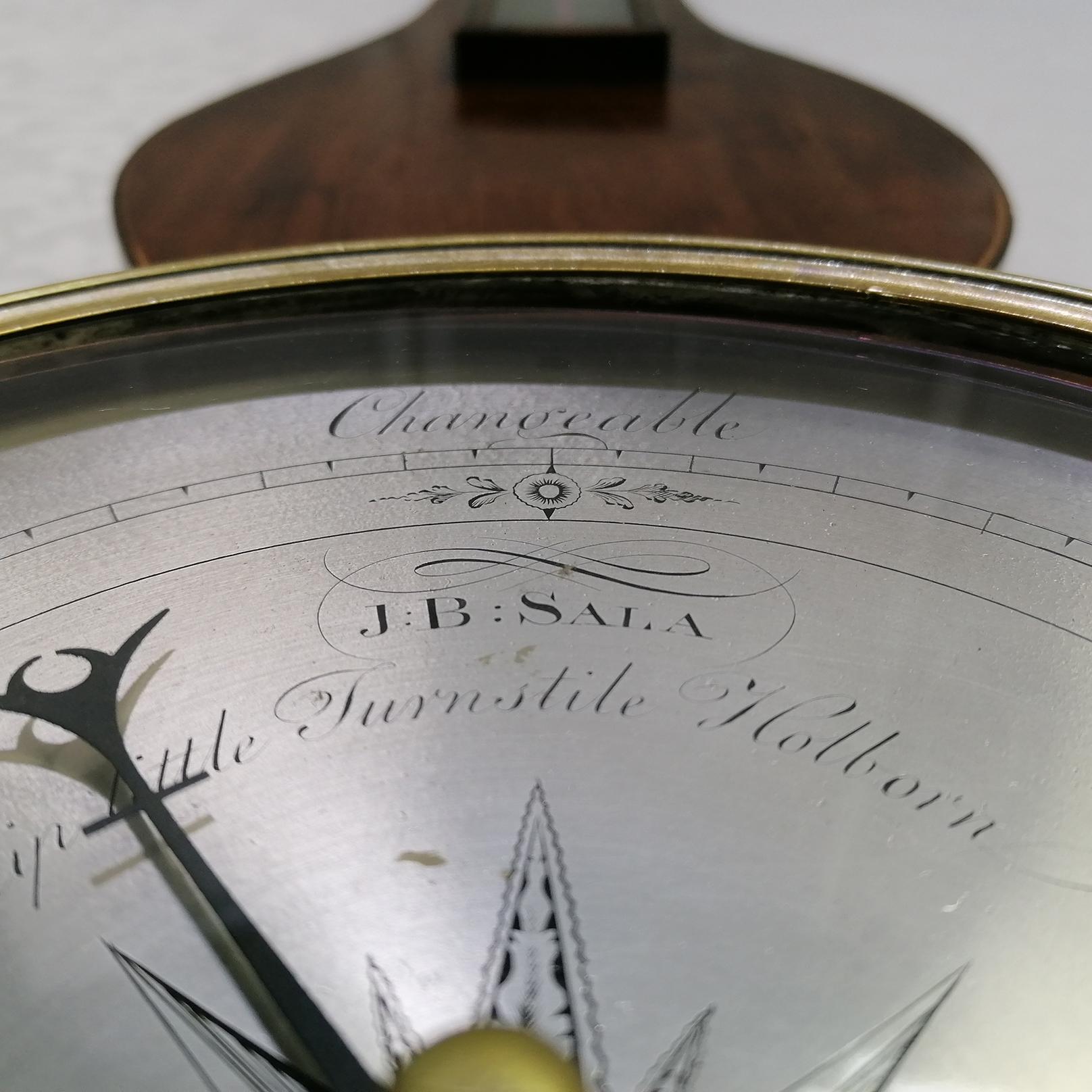 19th Century Antique English Georg III Mahogany Barometer For Sale 2