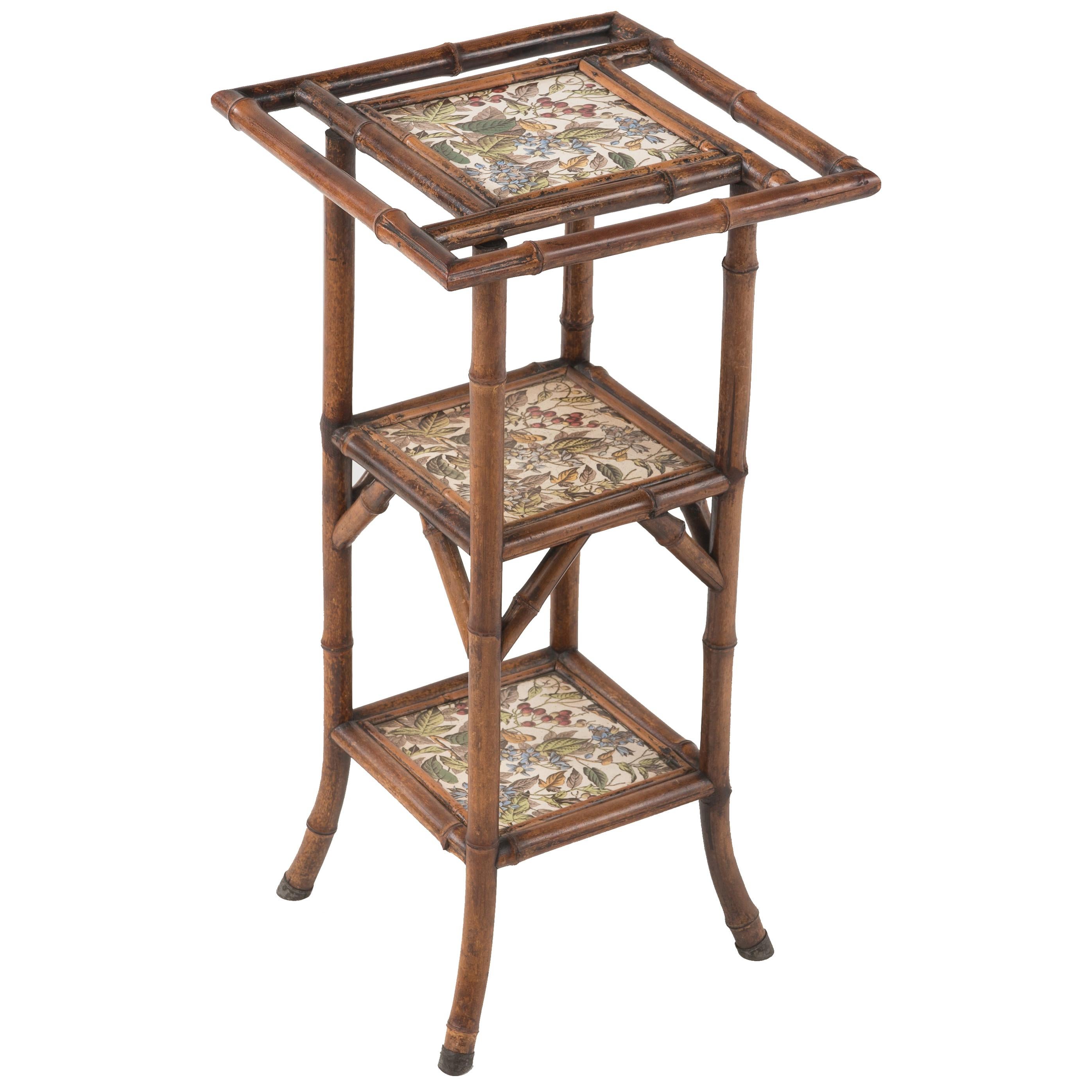 19th Century Antique English Jackson Bros Tile Bamboo Étagère Stand