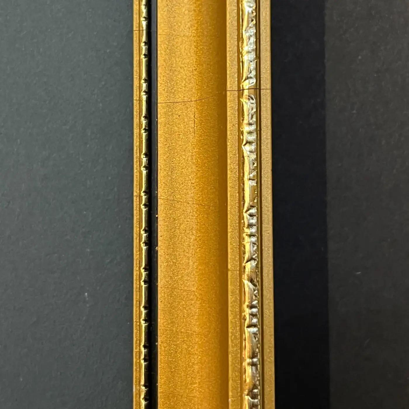 19th Century Antique English Set of 3 Gold Framed Green Mat Black White Etchings For Sale 1