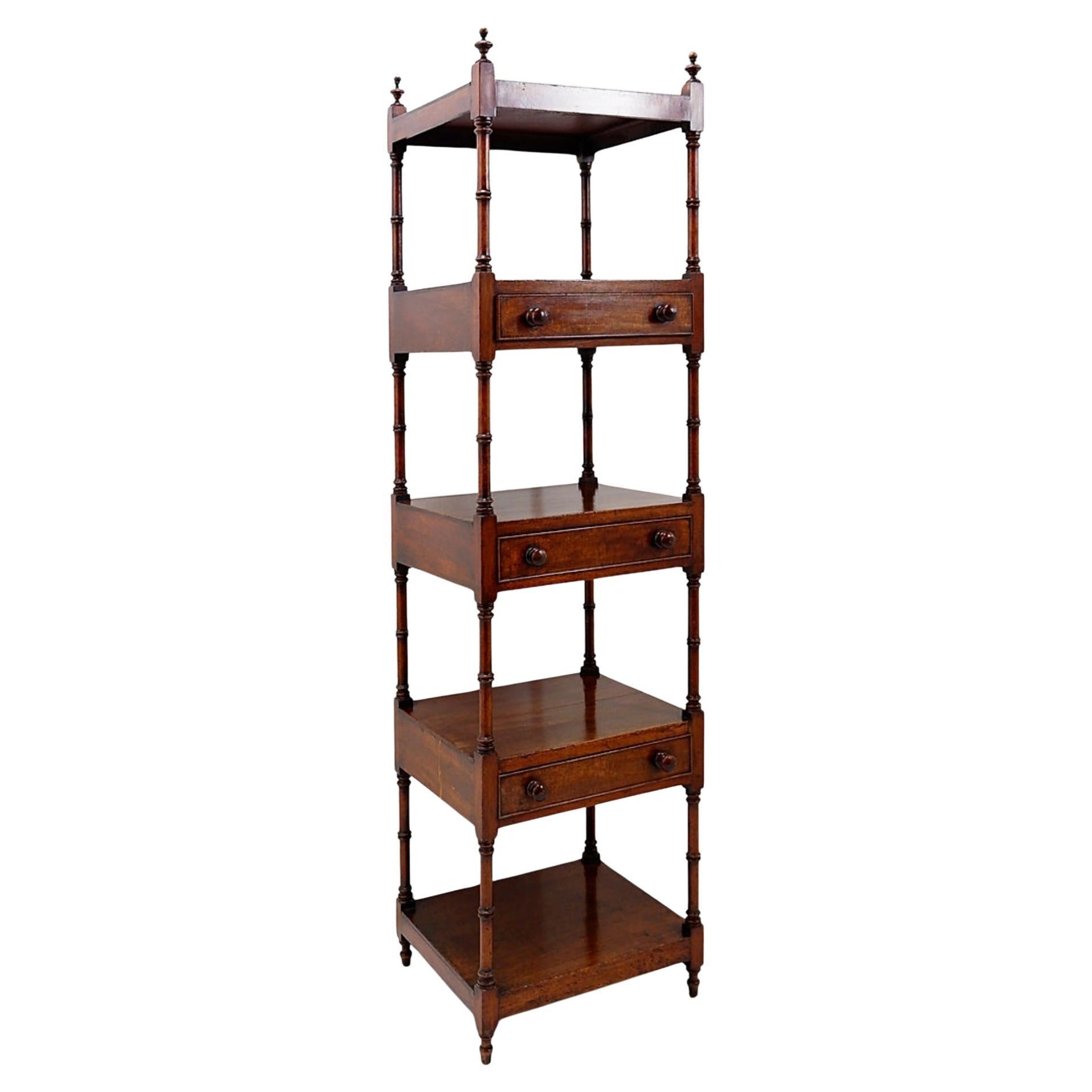 Antique English Sheraton Wood Shelf, George IV Style, 19th Century