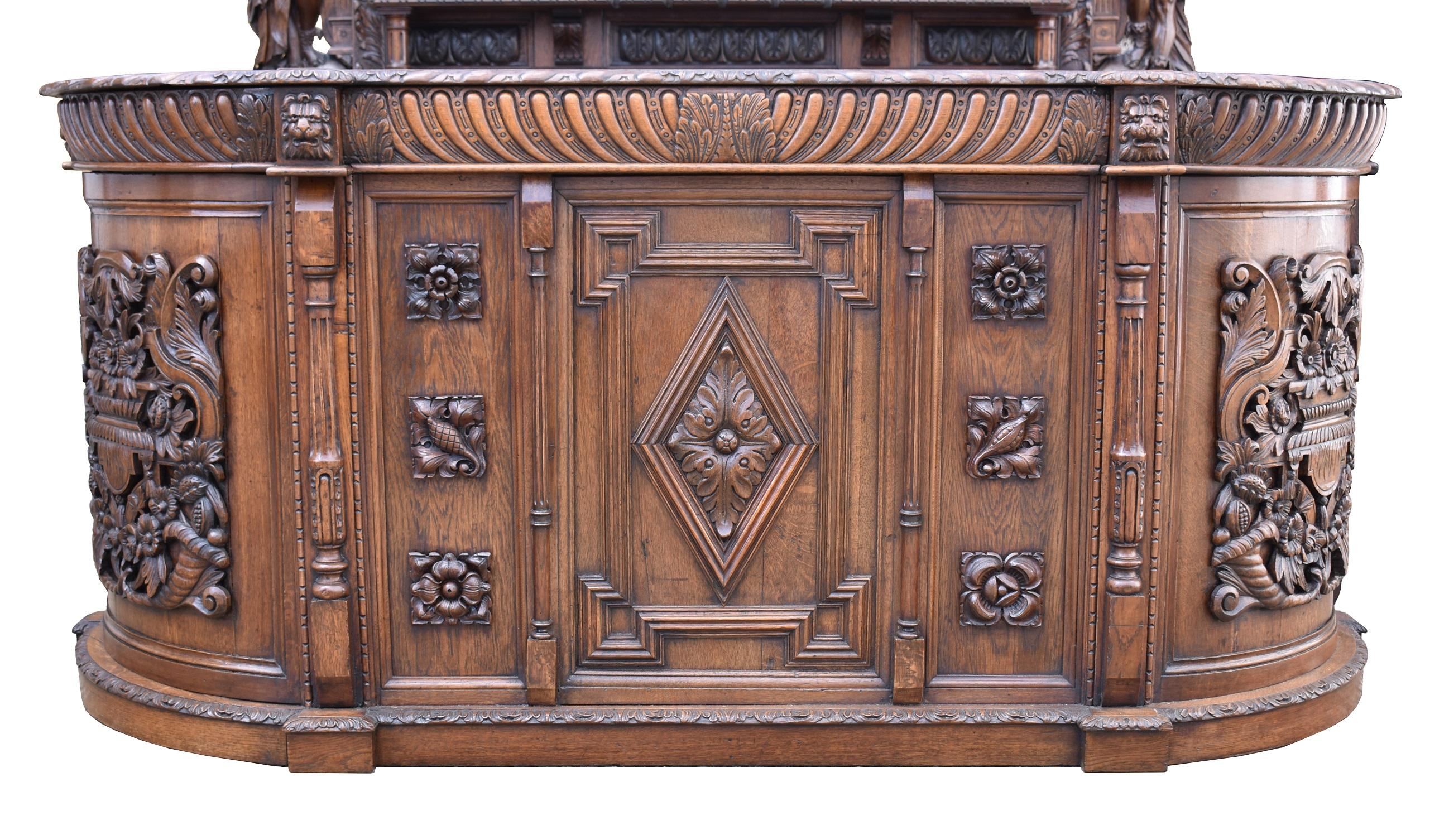 Hand-Carved 19th Century Antique English Victorian Carved Oak Front and Back Bar