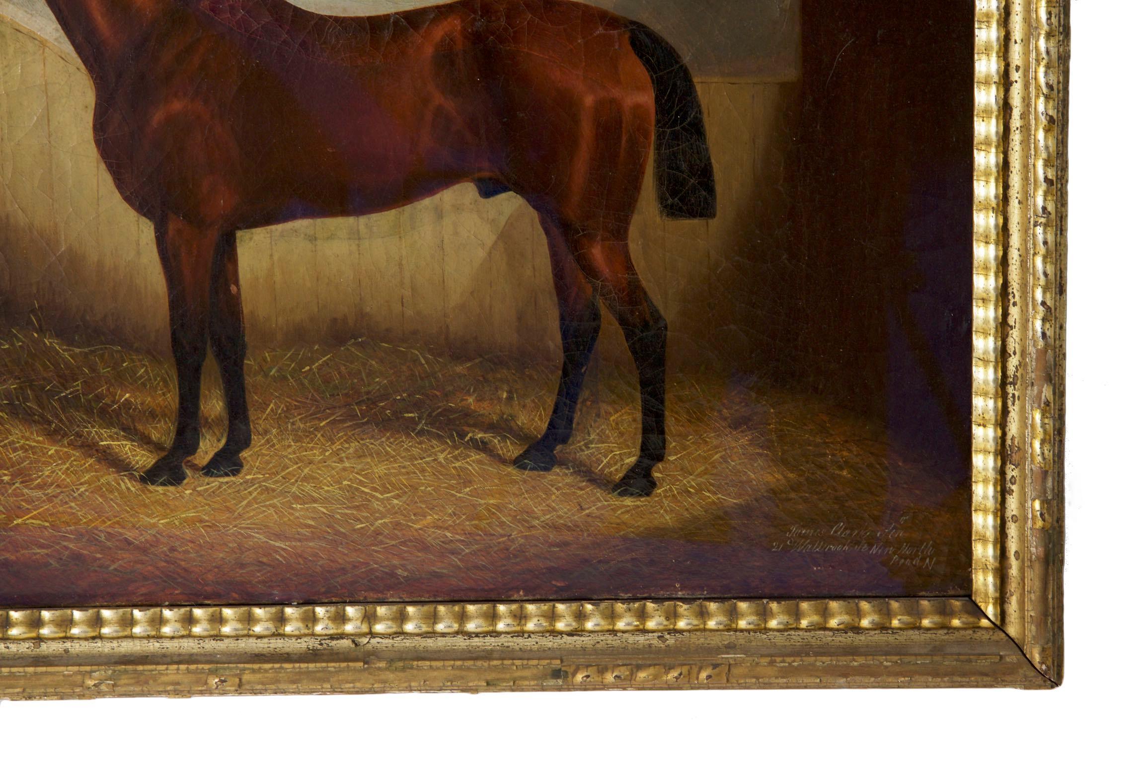 19th Century Antique Equestrian Horse Painting by James Albert Clark 4