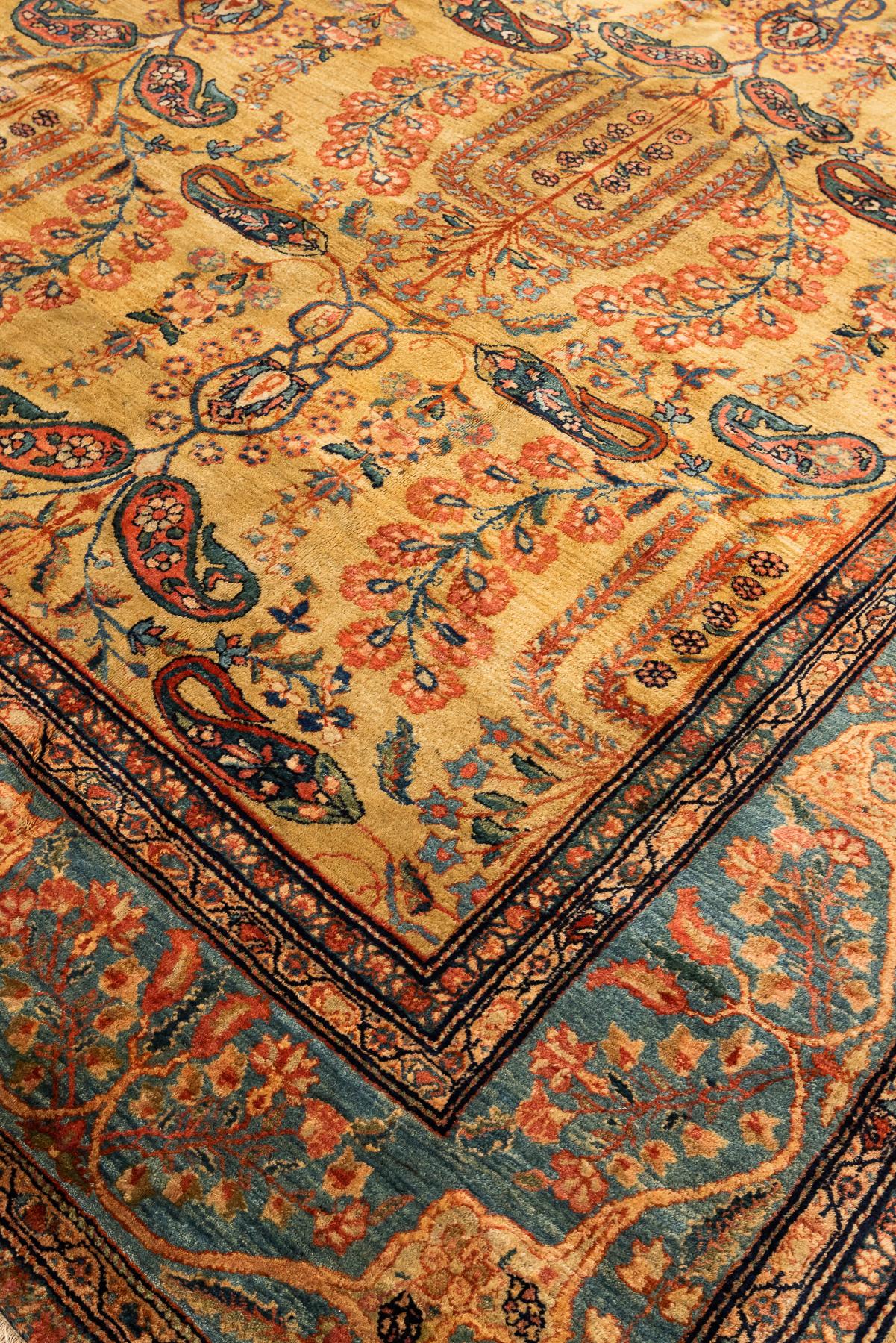Hand-Knotted 19th Century Antique Farahan Sarouk Rug For Sale