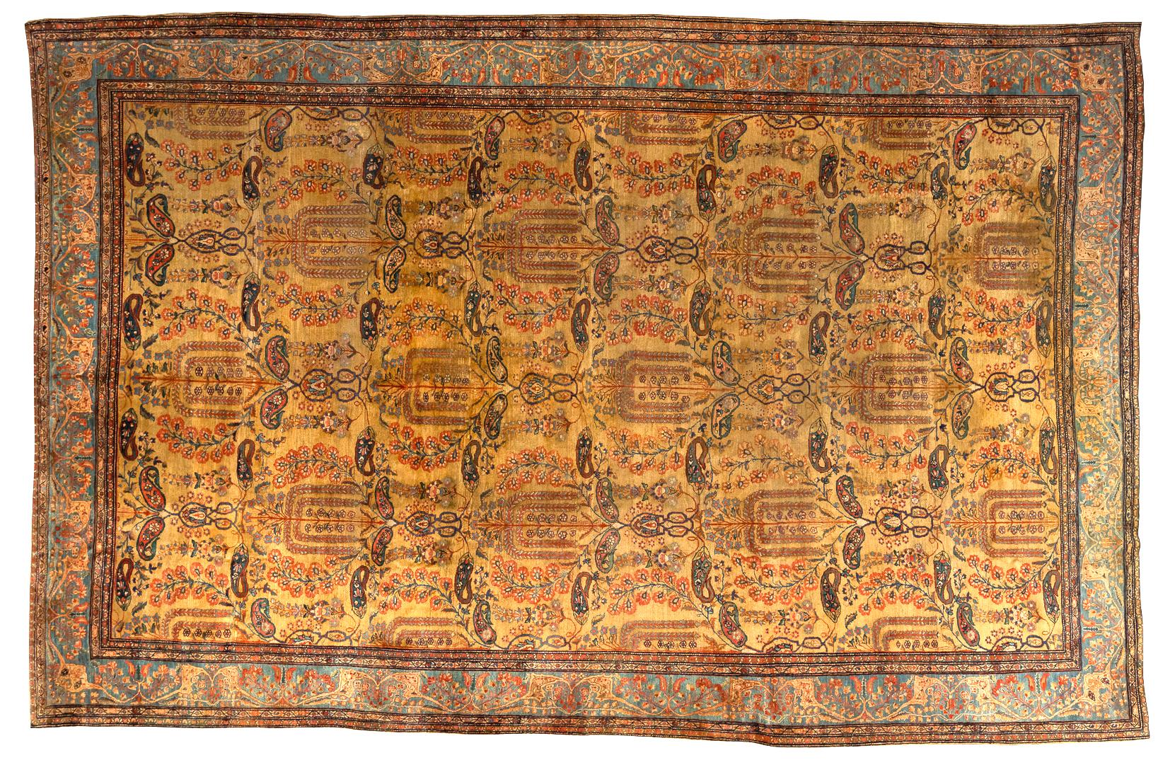 Wool 19th Century Antique Farahan Sarouk Rug For Sale