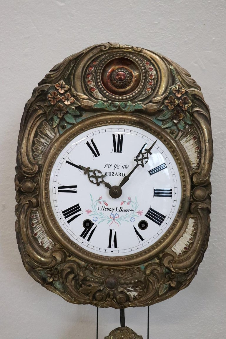 19th Century Antique Fench Wall Clock For Sale at 1stDibs