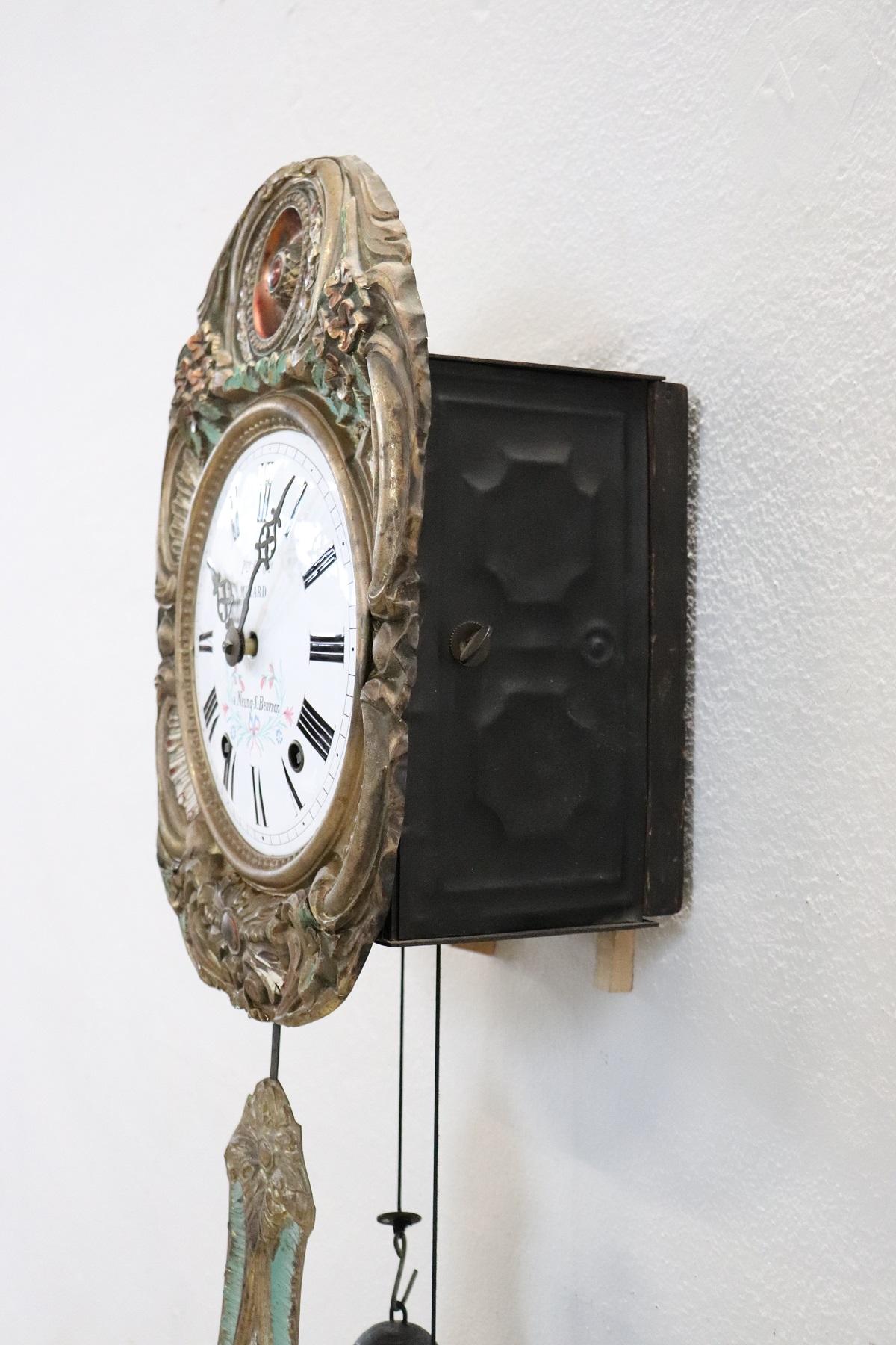 Mid-19th Century 19th Century Antique Fench Wall Clock For Sale