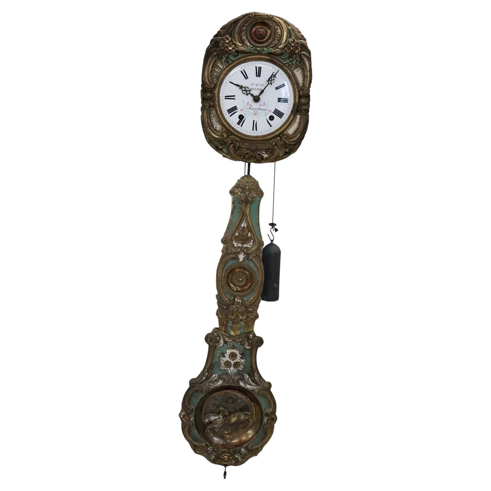 19th Century Antique Fench Wall Clock For Sale