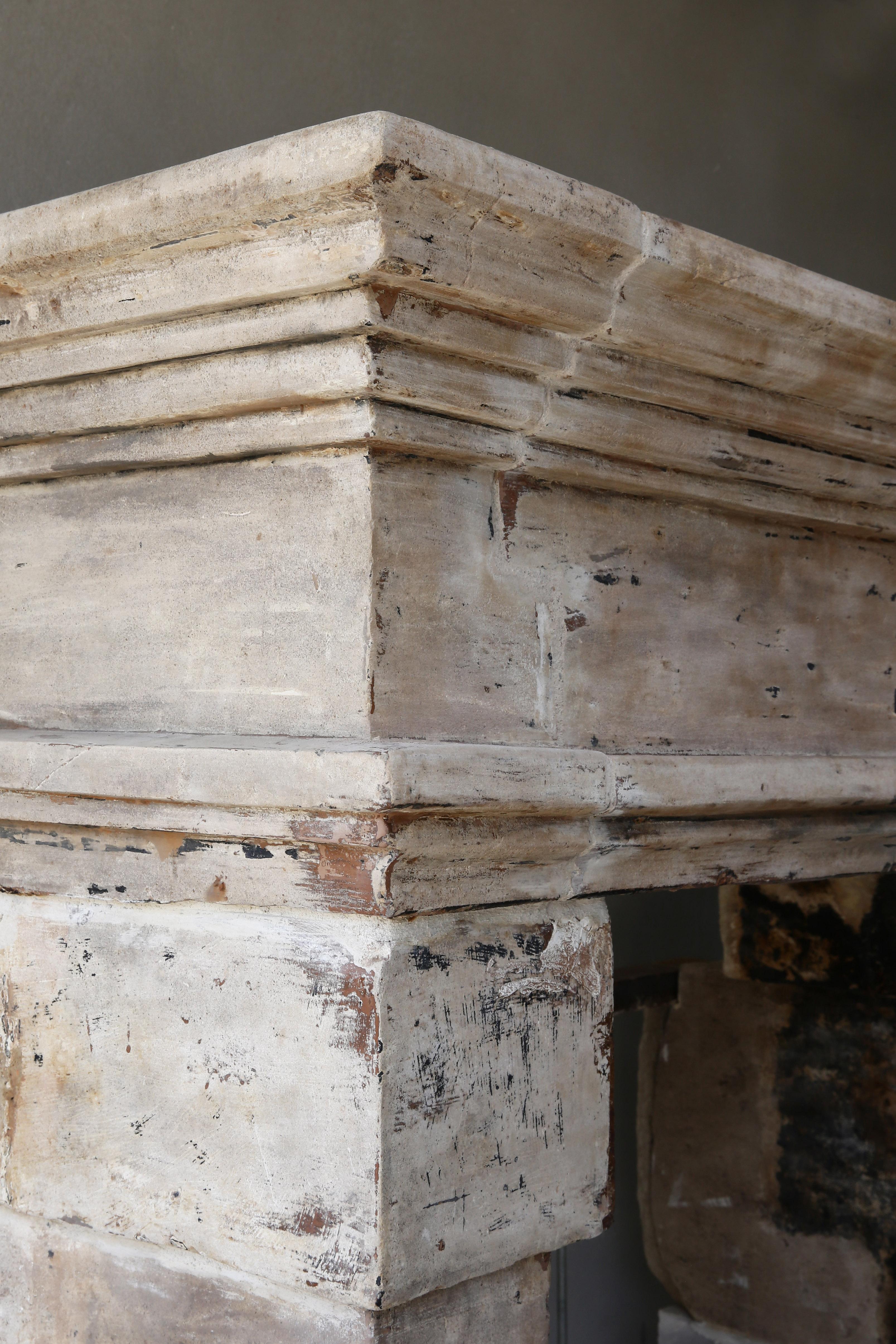 19th Century Antique Fireplace, Campagnarde Style, French Limestone Mantelpiece 6