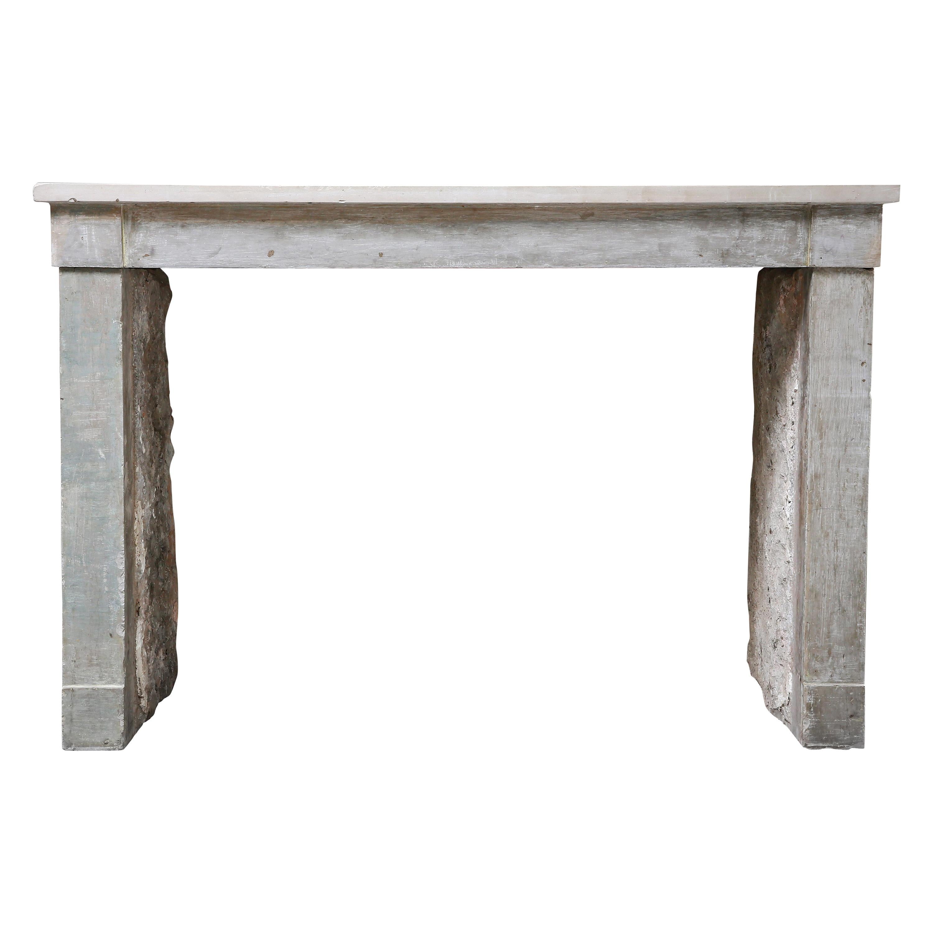 19th Century Antique Fireplace Campagnarde Style of French Limestone