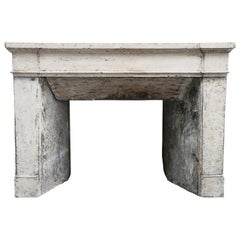19th Century Antique Fireplace of French Limestone in Style of Campagnarde