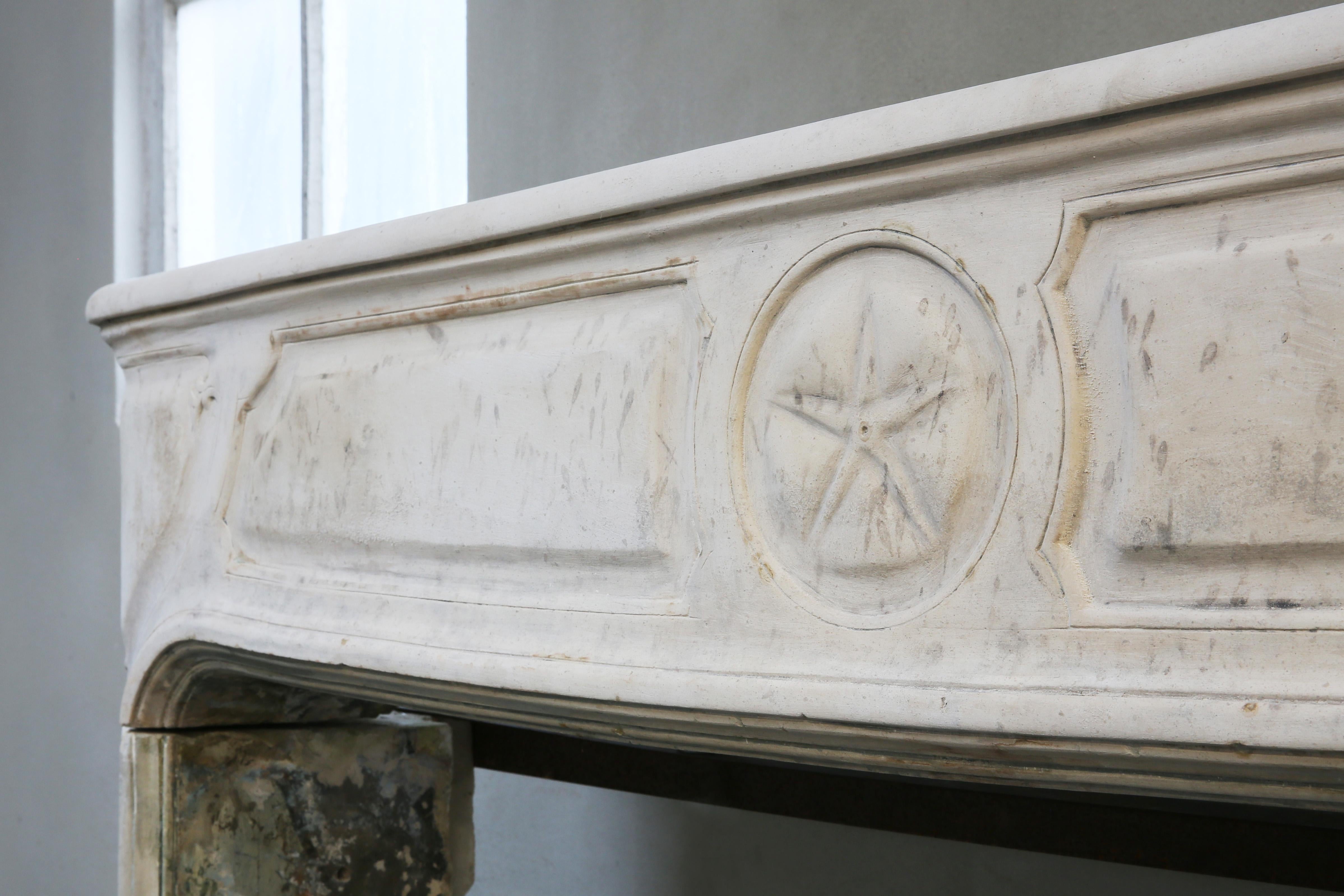 Other 19th Century Antique Fireplace of French Limestone in Style of Louis XIV