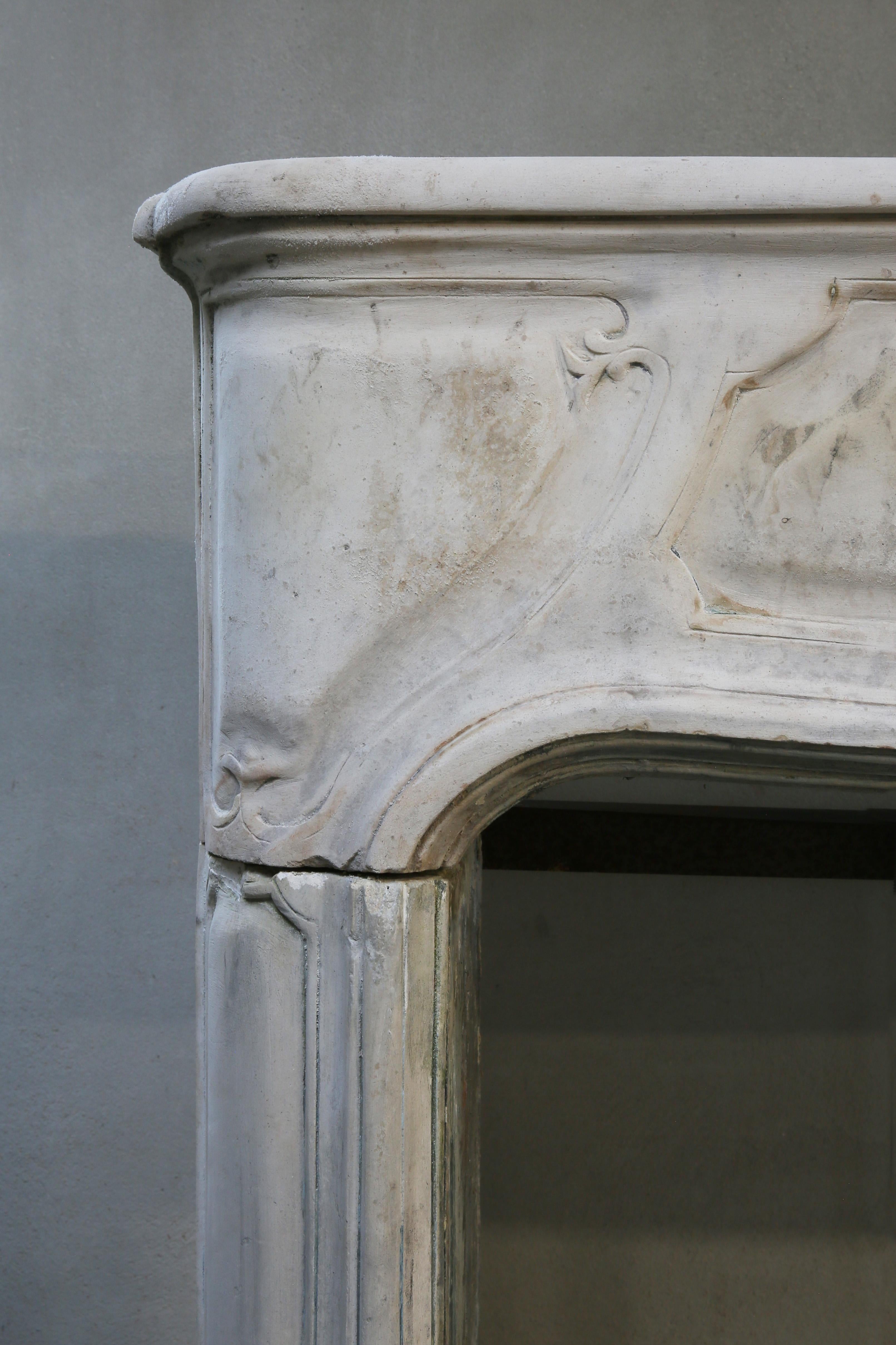 19th Century Antique Fireplace of French Limestone in Style of Louis XIV 2