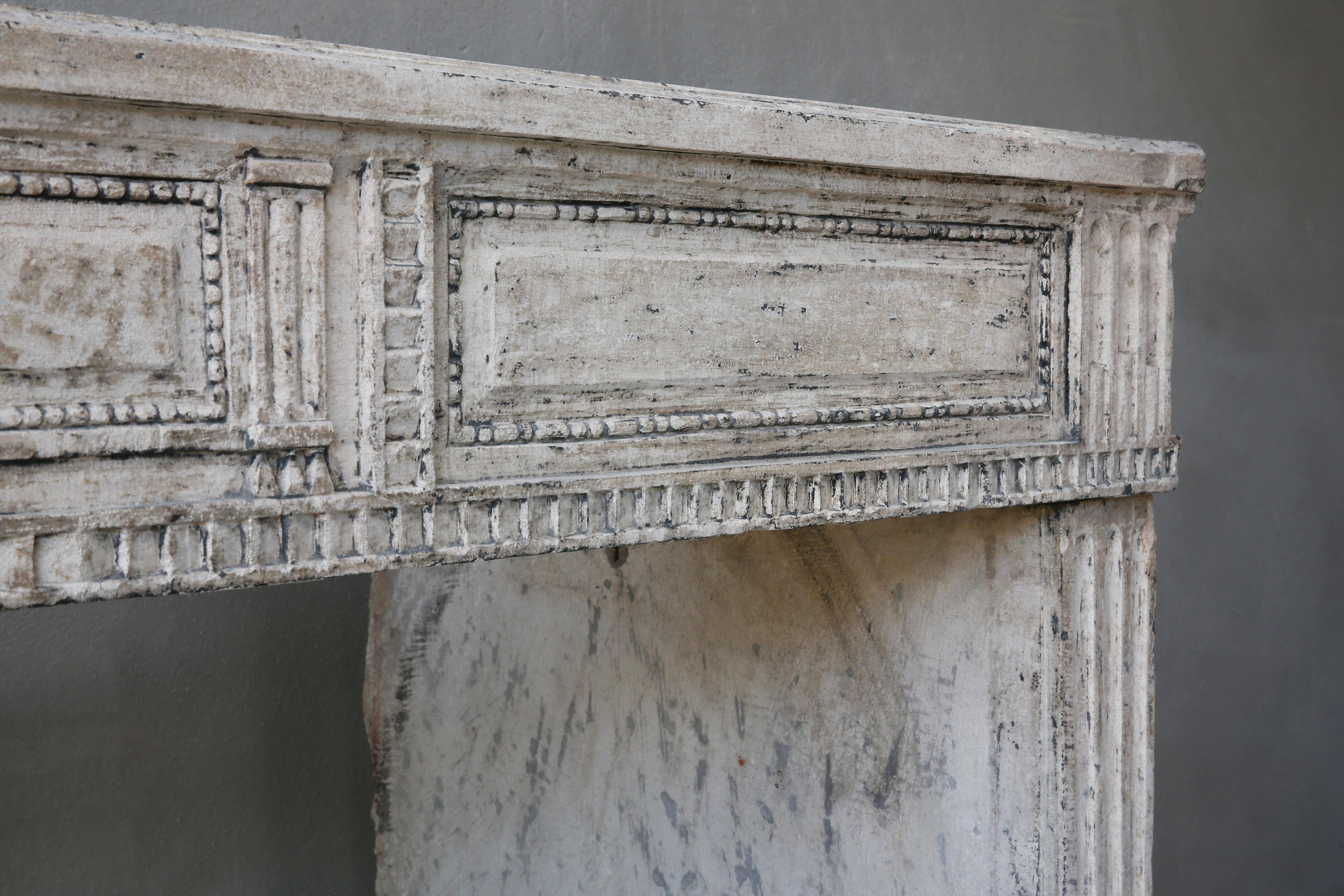 19th Century Antique Fireplace of French Limestone in Style of Louis XVI 2