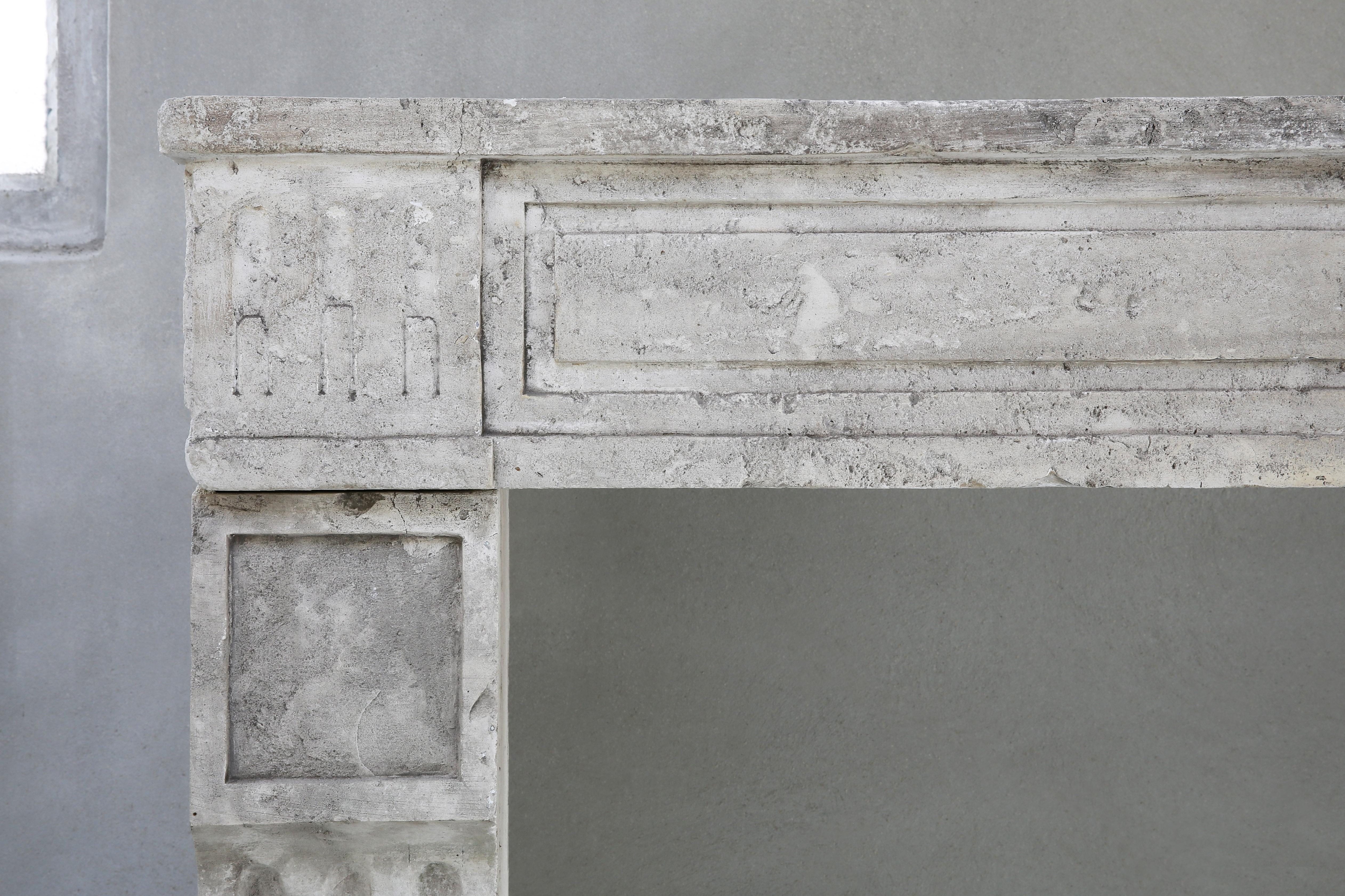 19th Century Antique fireplace of French Limestone in Style of Louis XVI 2