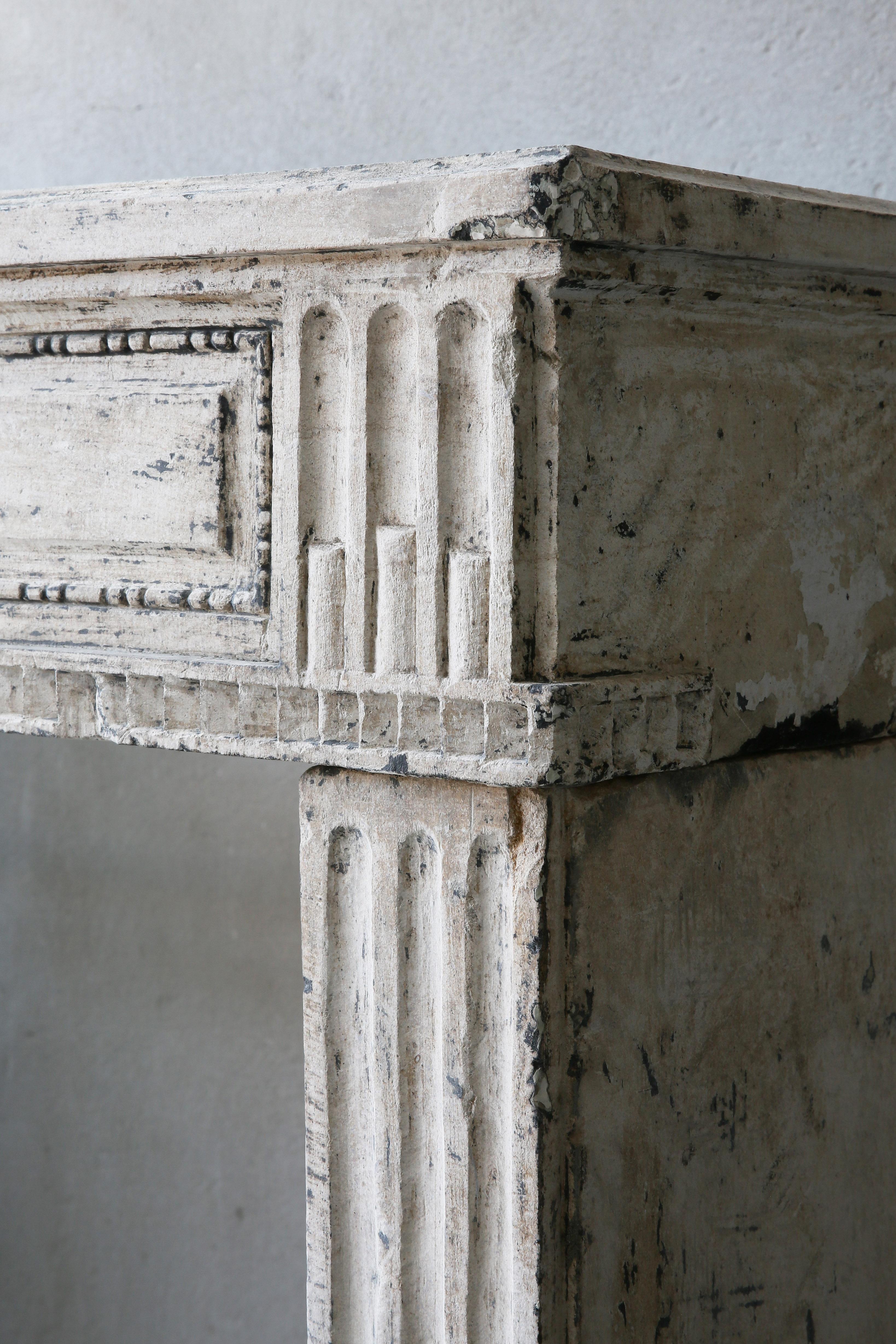 19th Century Antique Fireplace of French Limestone in Style of Louis XVI 4