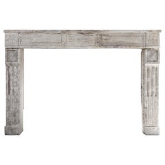 19th Century Antique fireplace of French Limestone in Style of Louis XVI
