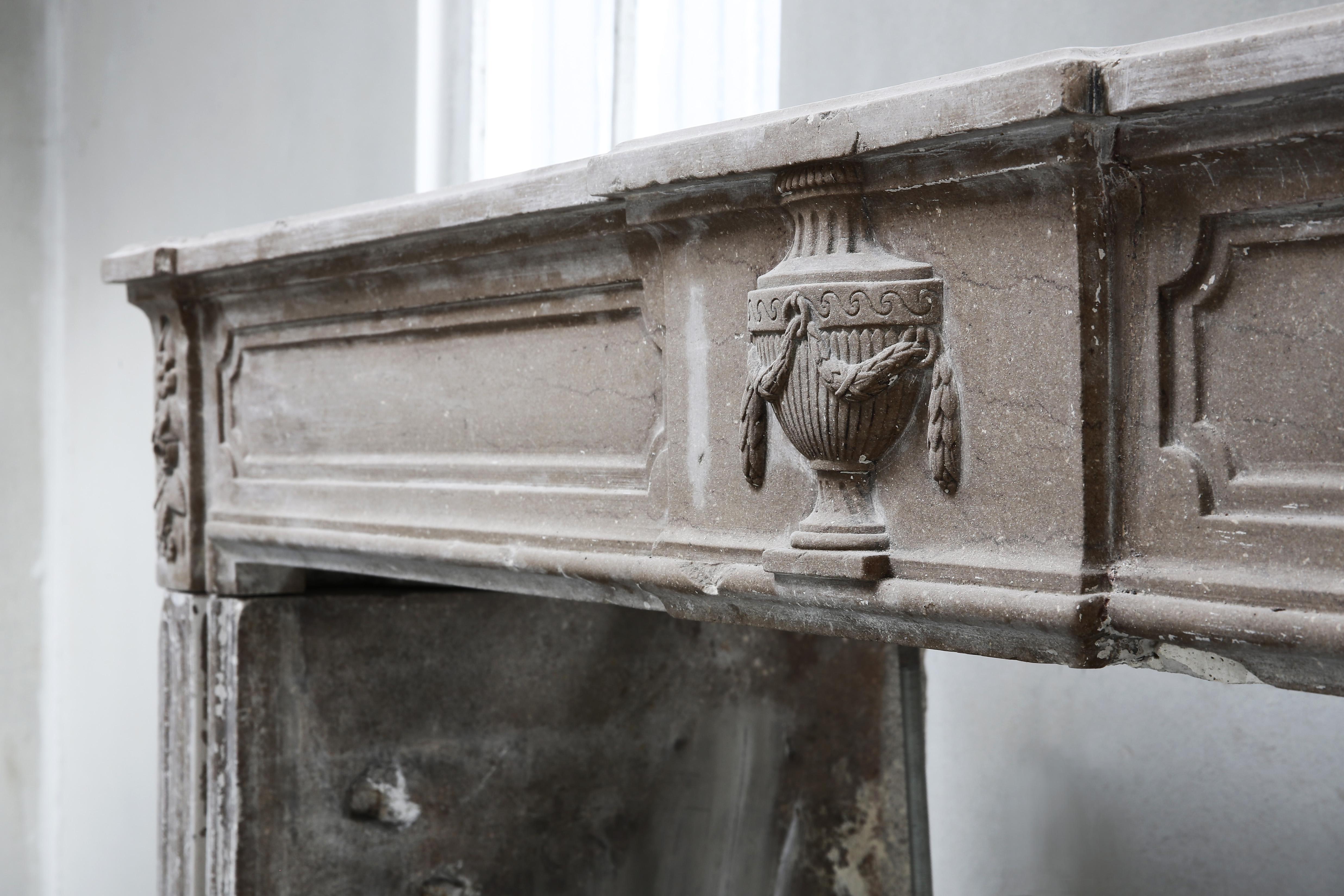 19th Century Antique Fireplace of French Marble Stone For Sale 1