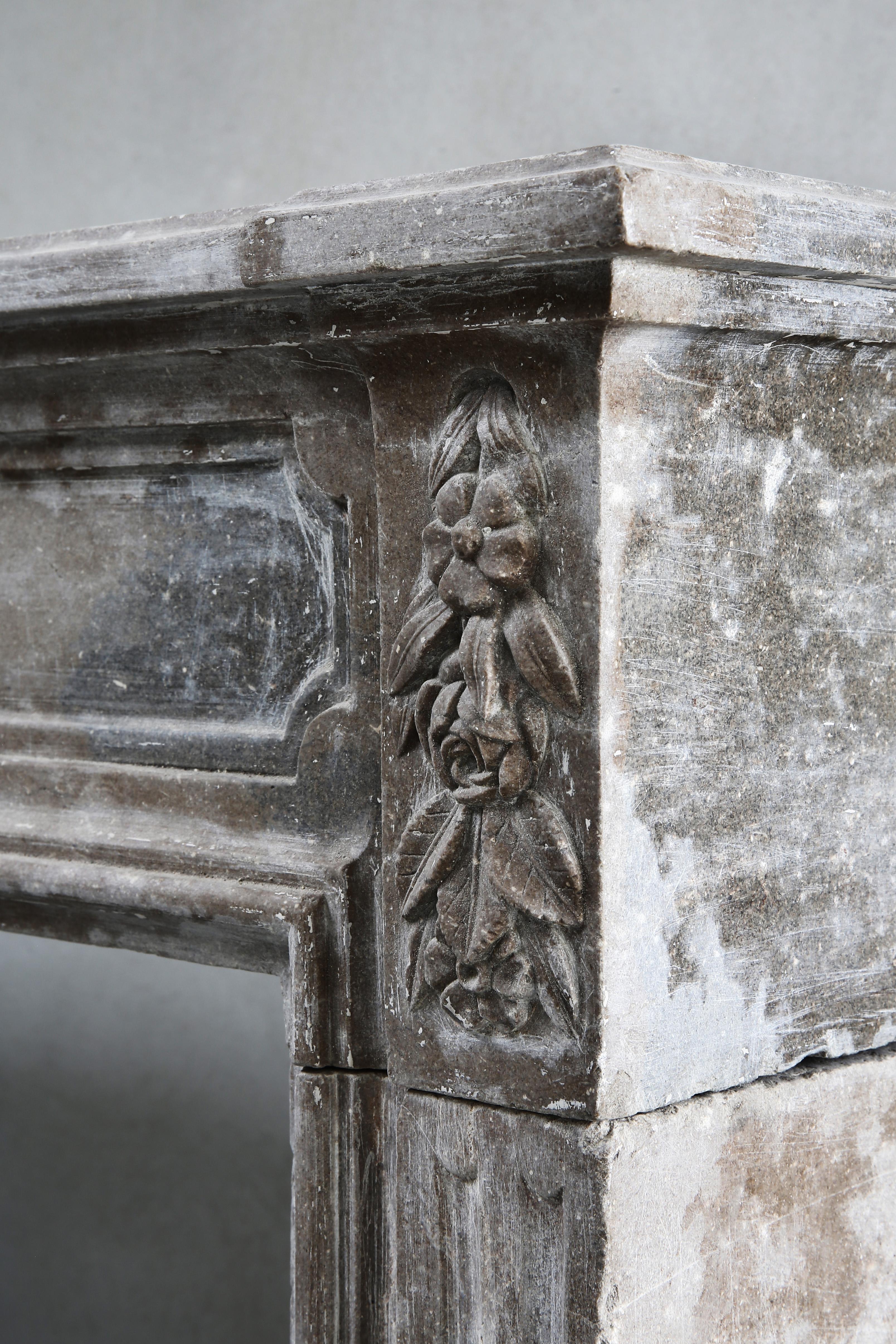 19th Century Antique Fireplace of French Marble Stone For Sale 3