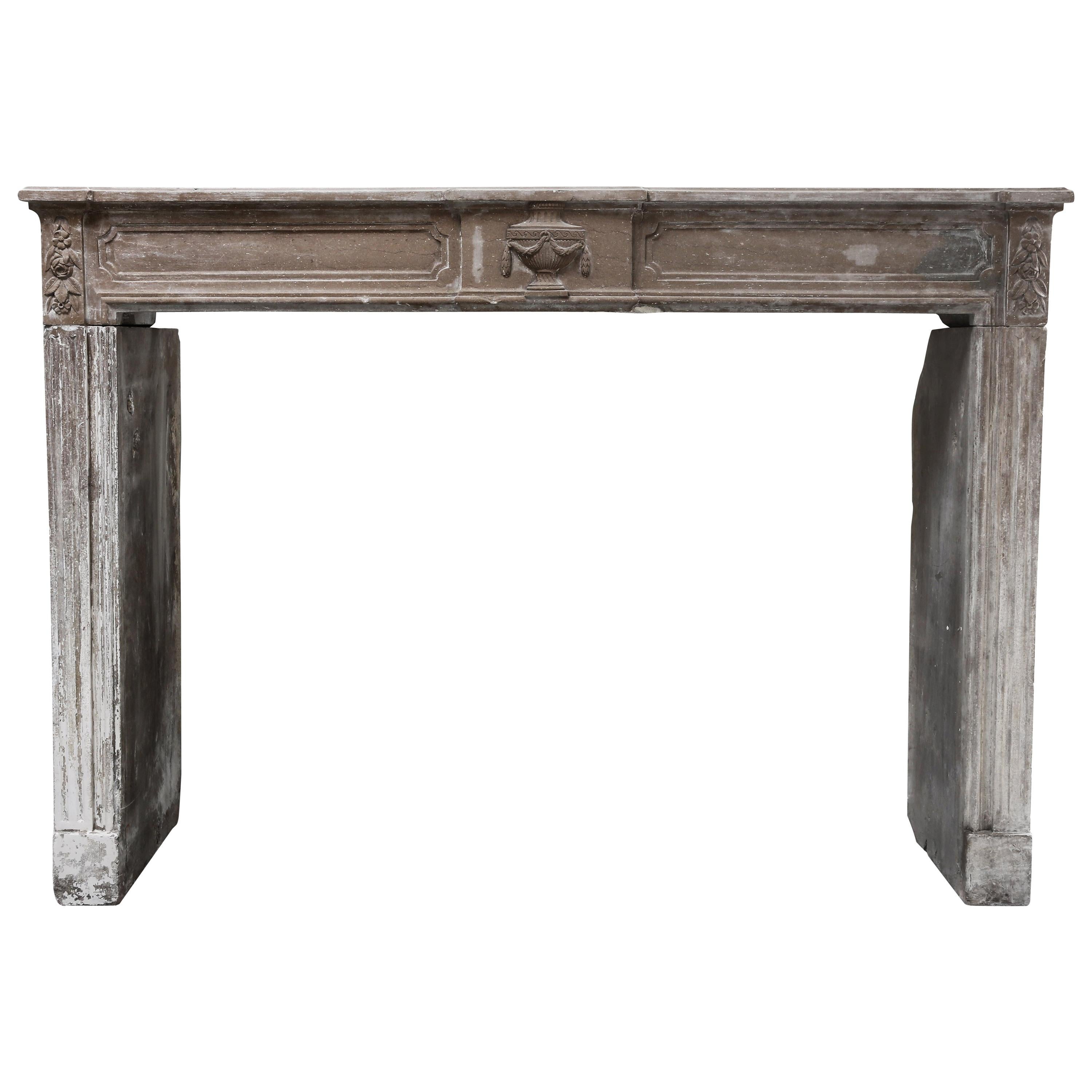 19th Century Antique Fireplace of French Marble Stone For Sale