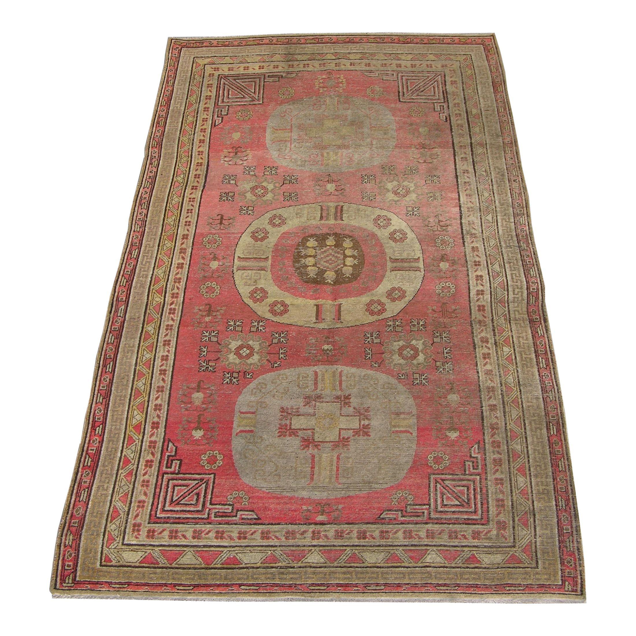 19th Century Antique Floral Samarkand Rug For Sale