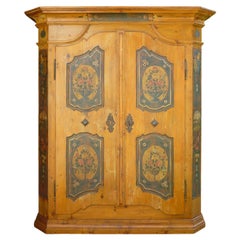 Armadio antico dipinto in stile popolare del XIX secolo, 1826