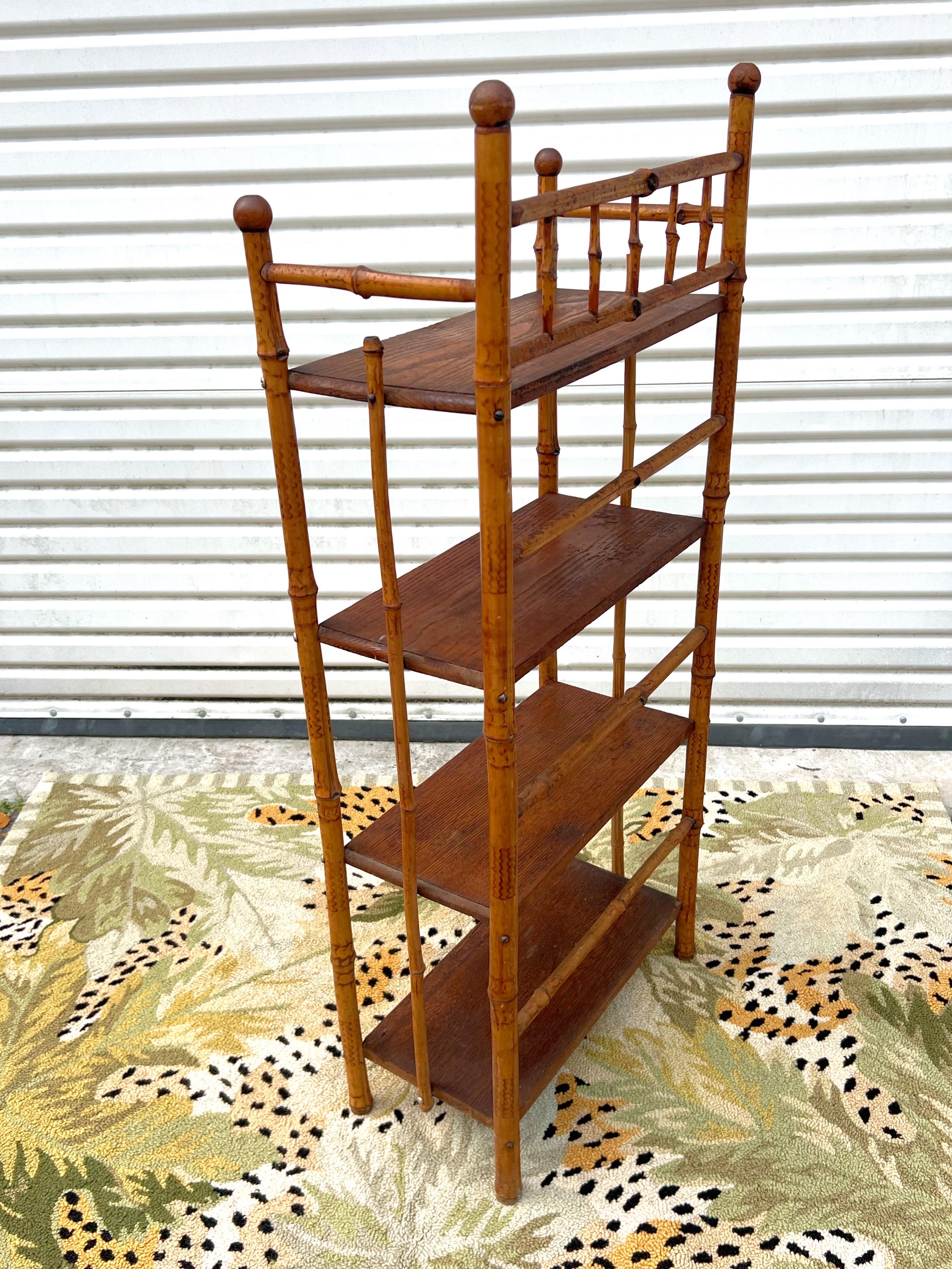 19th Century Antique Four Tier Bamboo Rack For Sale 5