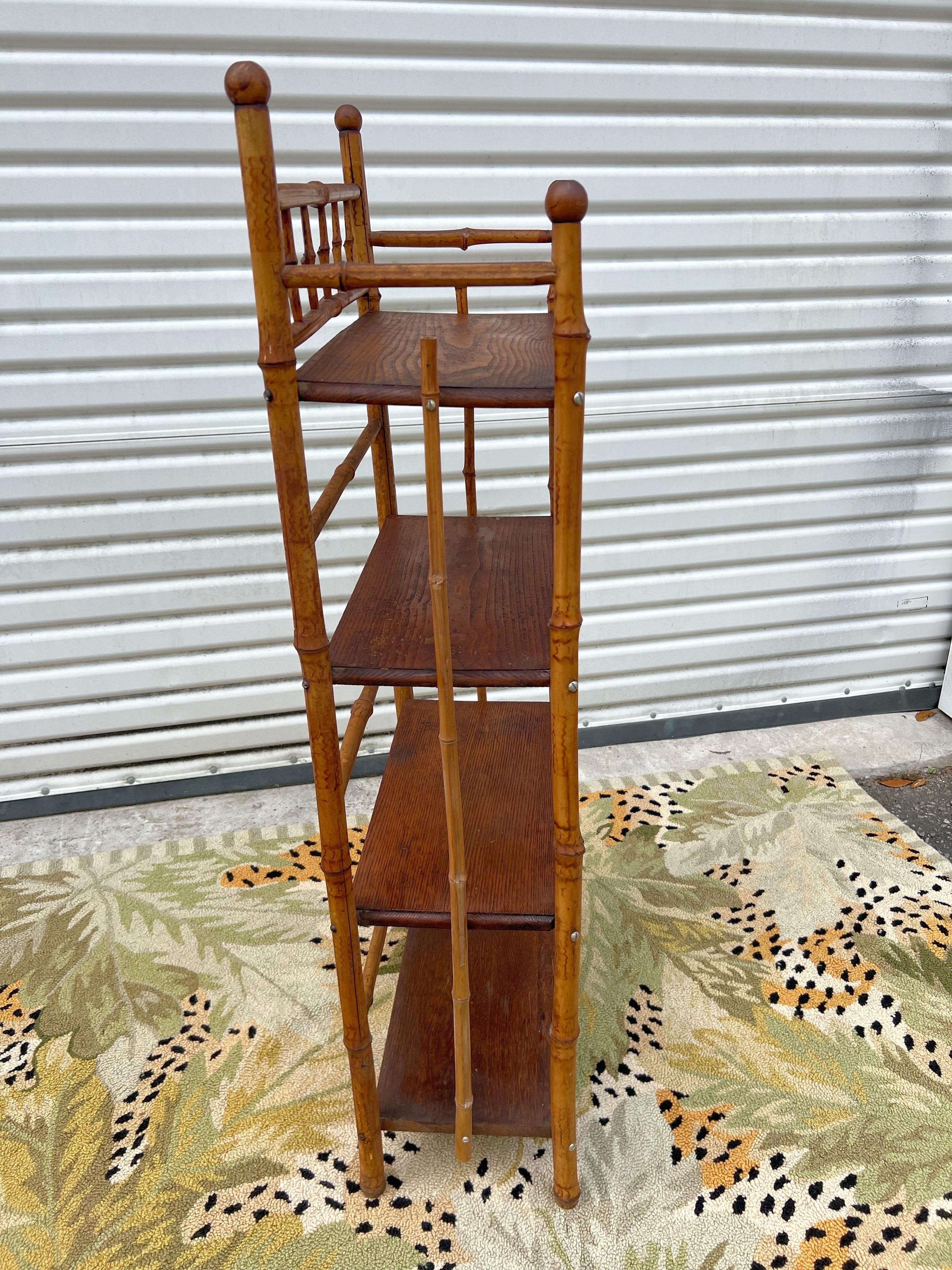 Victorian 19th Century Antique Four Tier Bamboo Rack For Sale