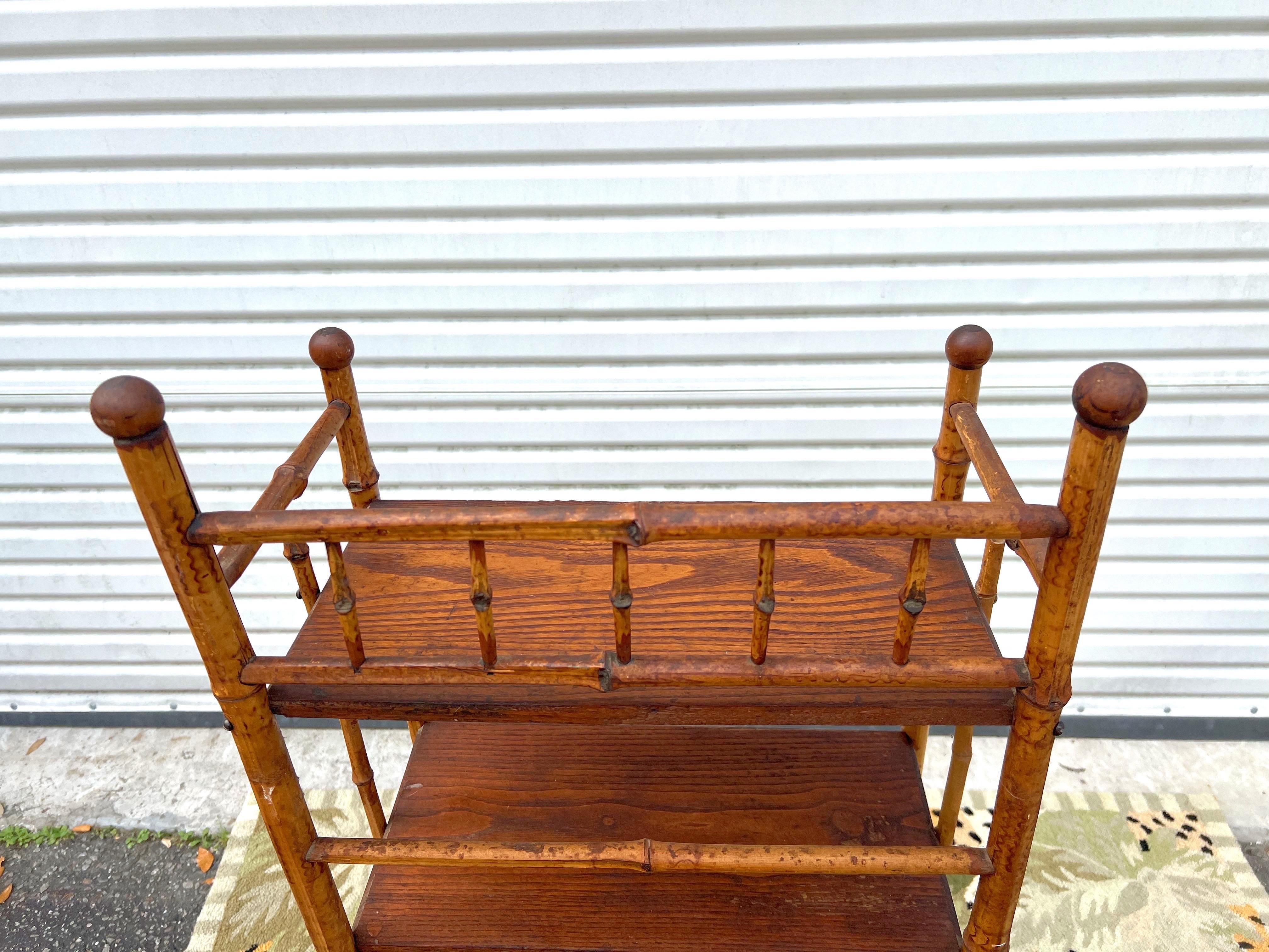 19th Century Antique Four Tier Bamboo Rack 1