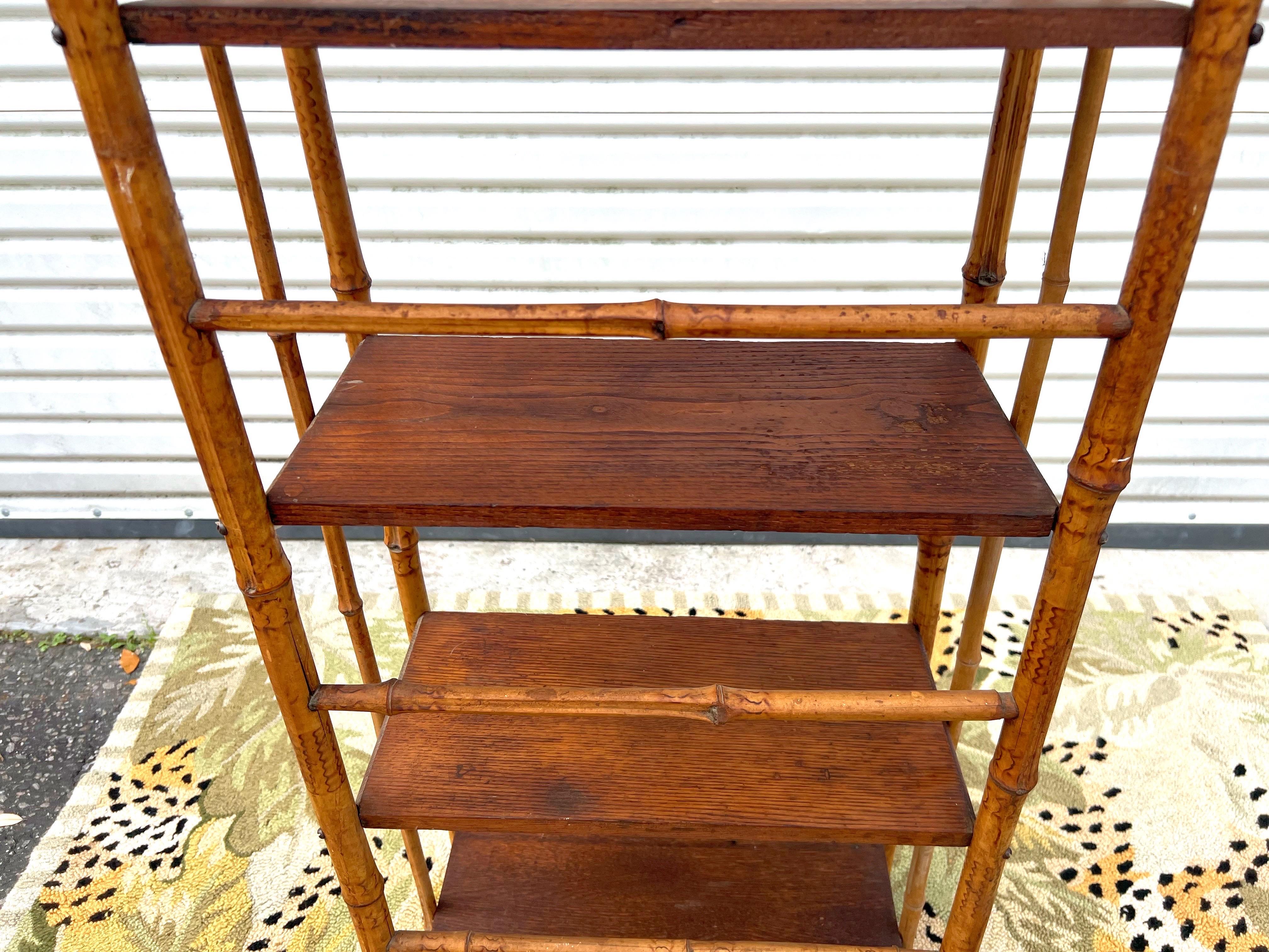 19th Century Antique Four Tier Bamboo Rack For Sale 3
