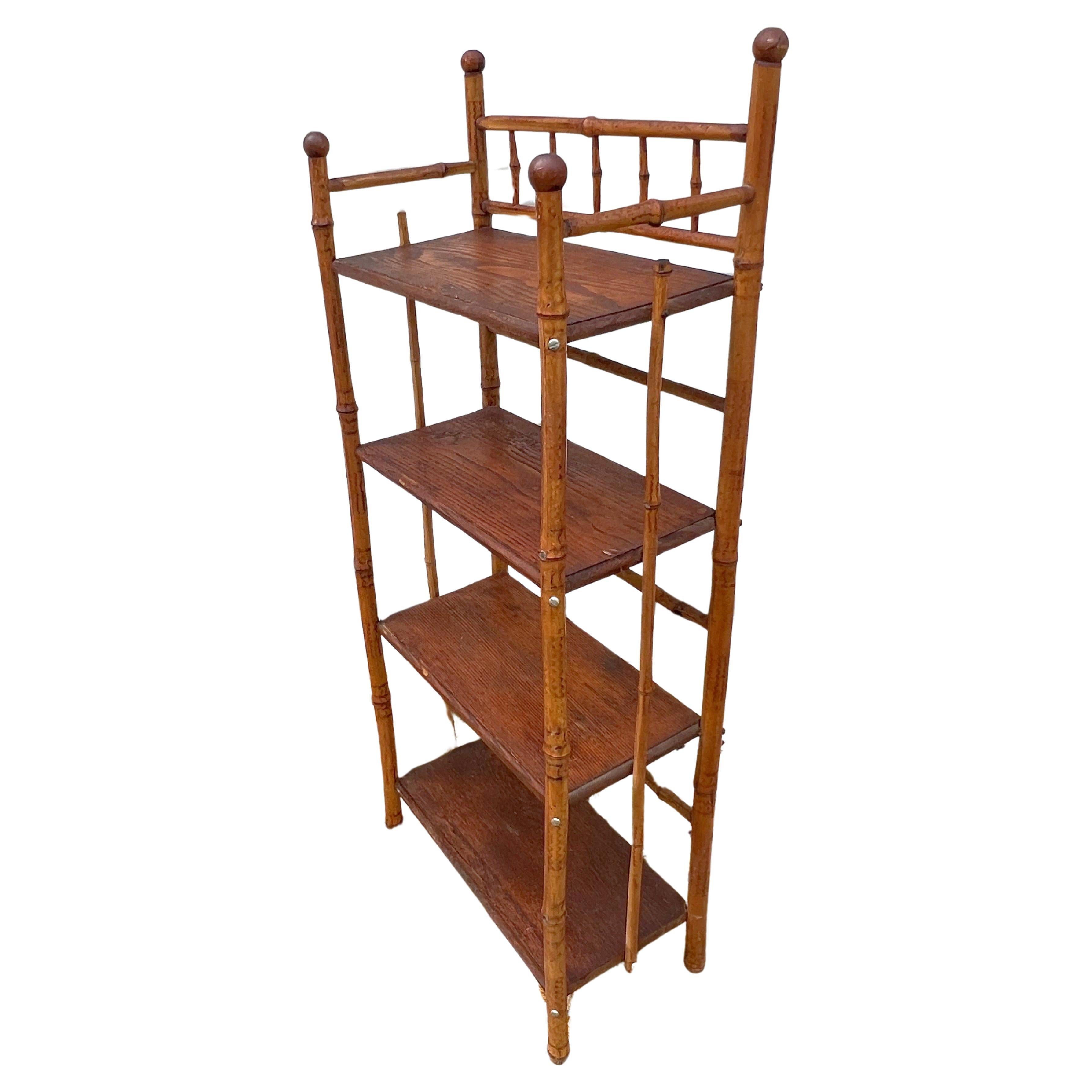 19th Century Antique Four Tier Bamboo Rack For Sale