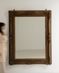 Specchio barocco francese d'epoca del XIX secolo con cornice in bronzo scuro