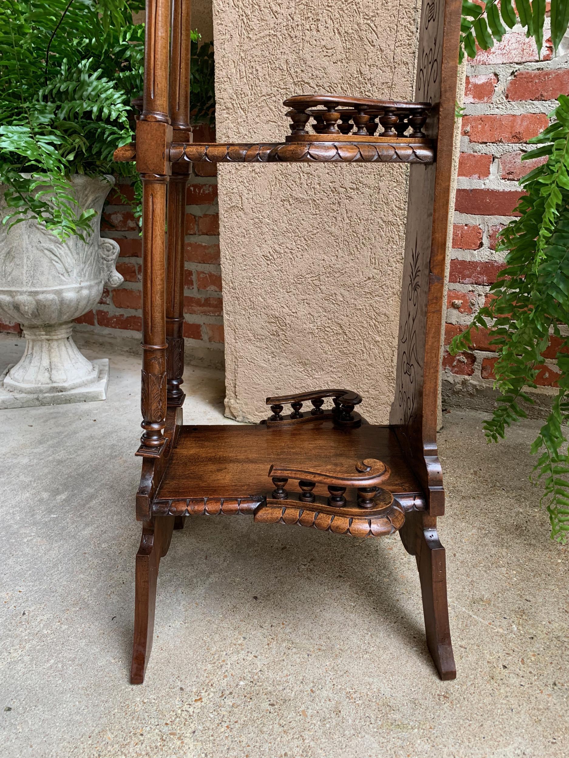 19th Century Antique French Breton Brittany Carved Oak Tall Plant Display Stand 12