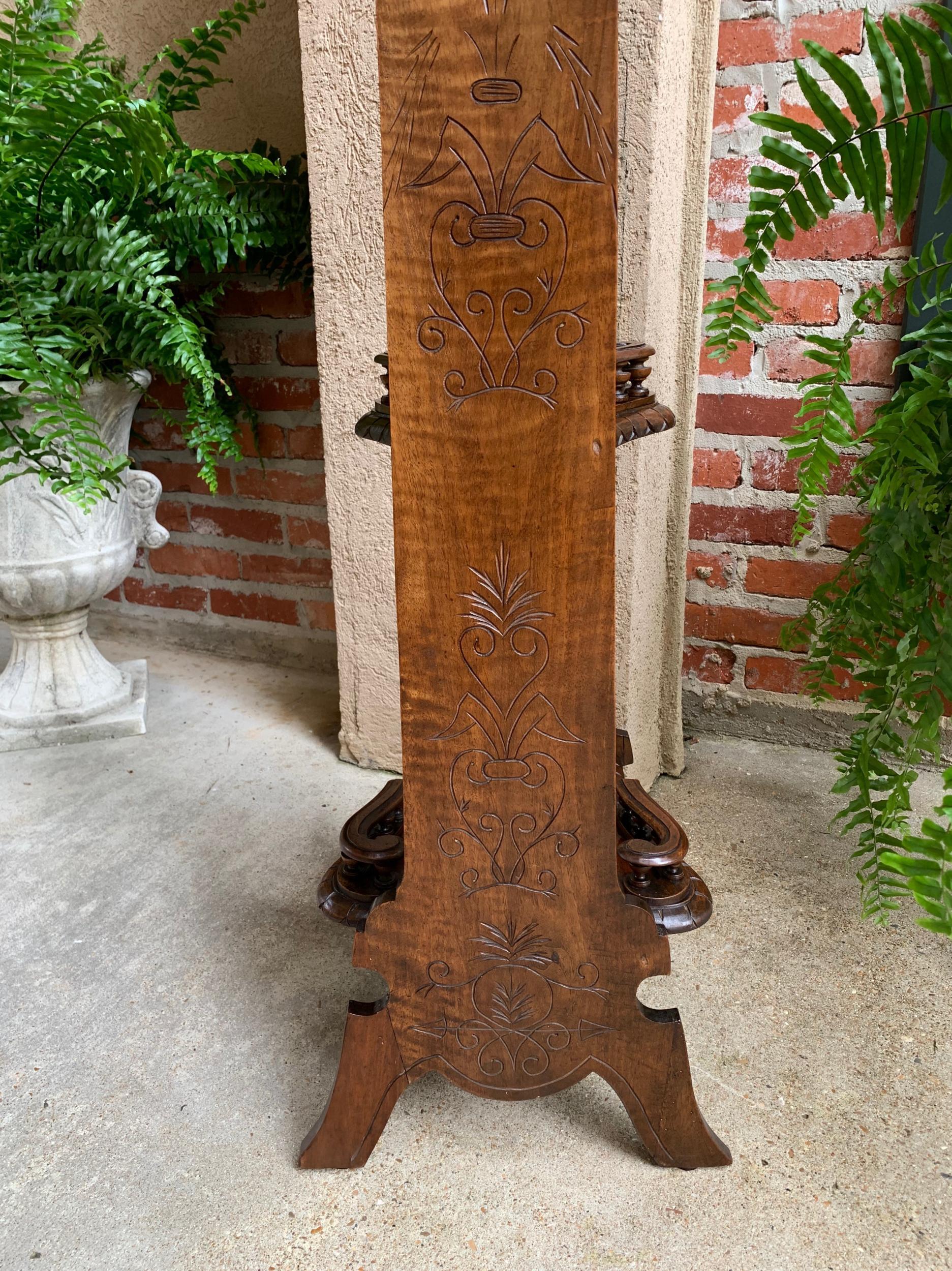 19th Century Antique French Breton Brittany Carved Oak Tall Plant Display Stand 13