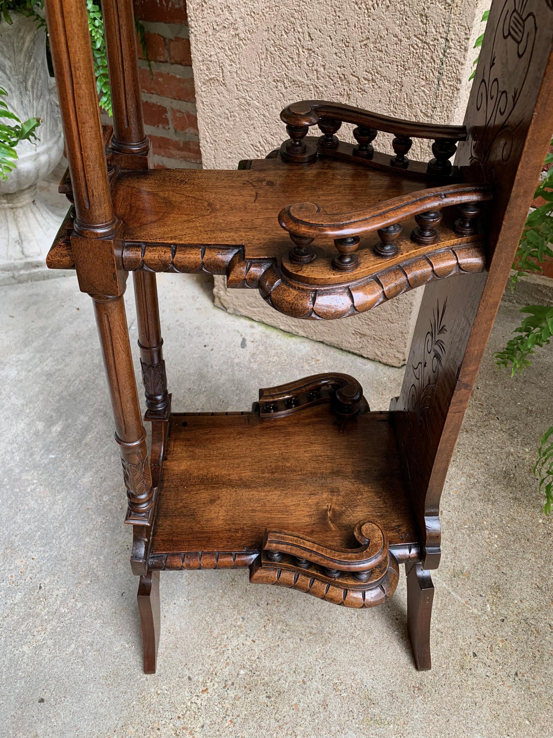 19th Century Antique French Breton Brittany Carved Oak Tall Plant Display Stand 3