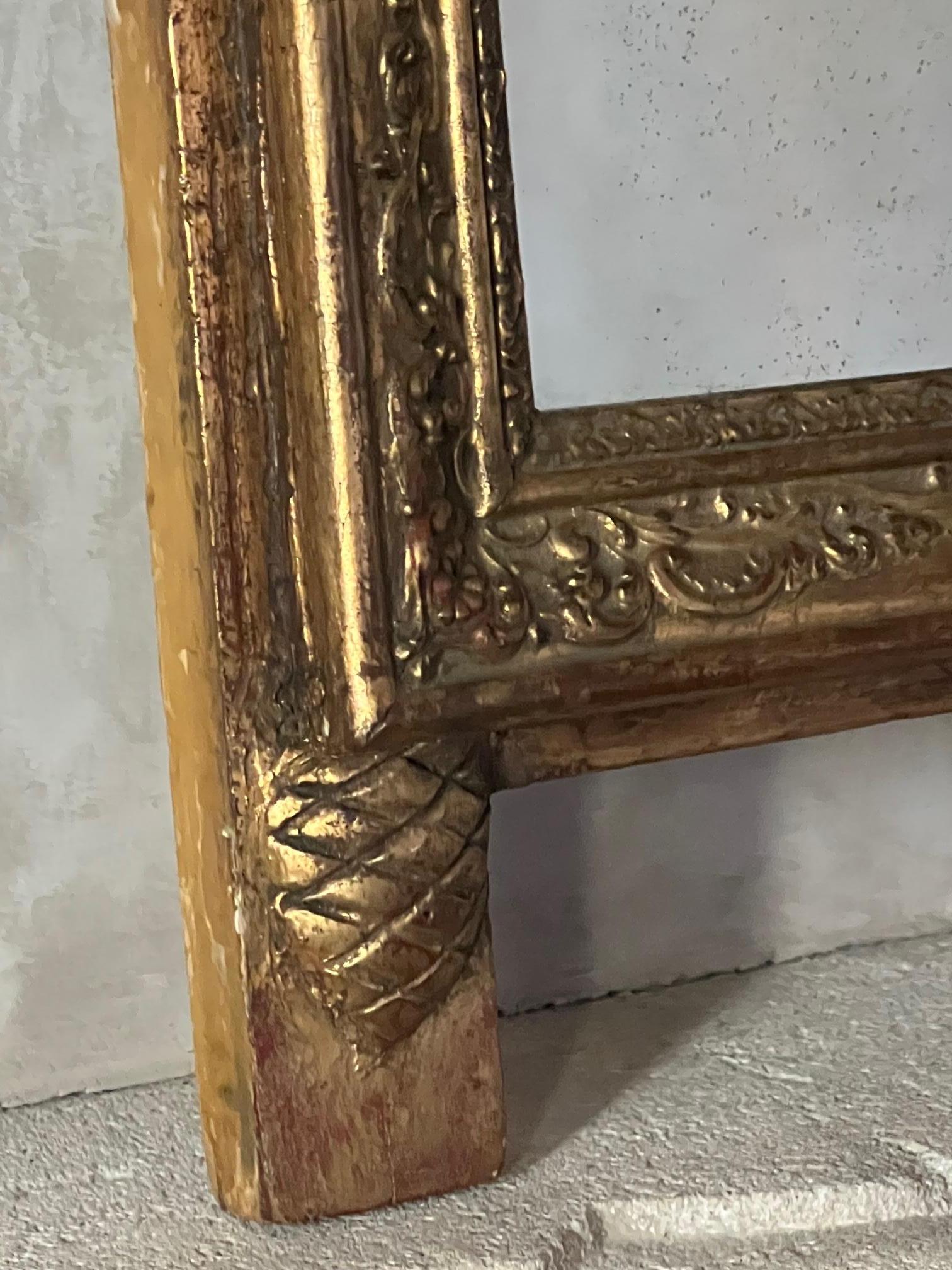 19th Century Antique French Bridal Mirror With Mercury Glass For Sale 2