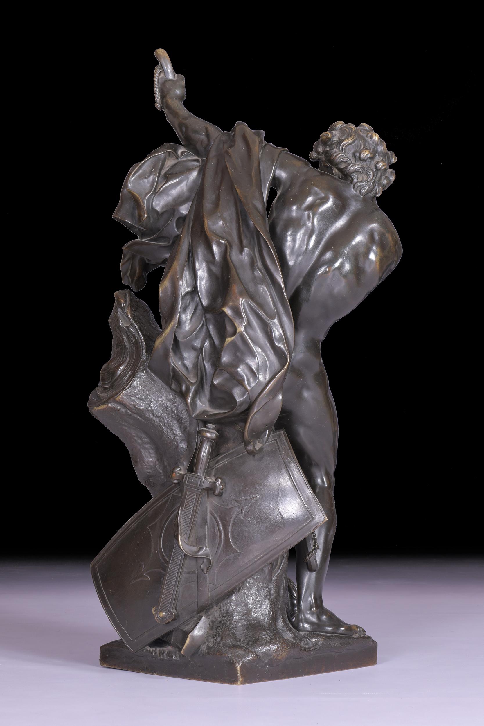 Baroque Sculpture française ancienne en bronze du 19ème siècle d'Ulysses d'après Jacques Bousseau en vente