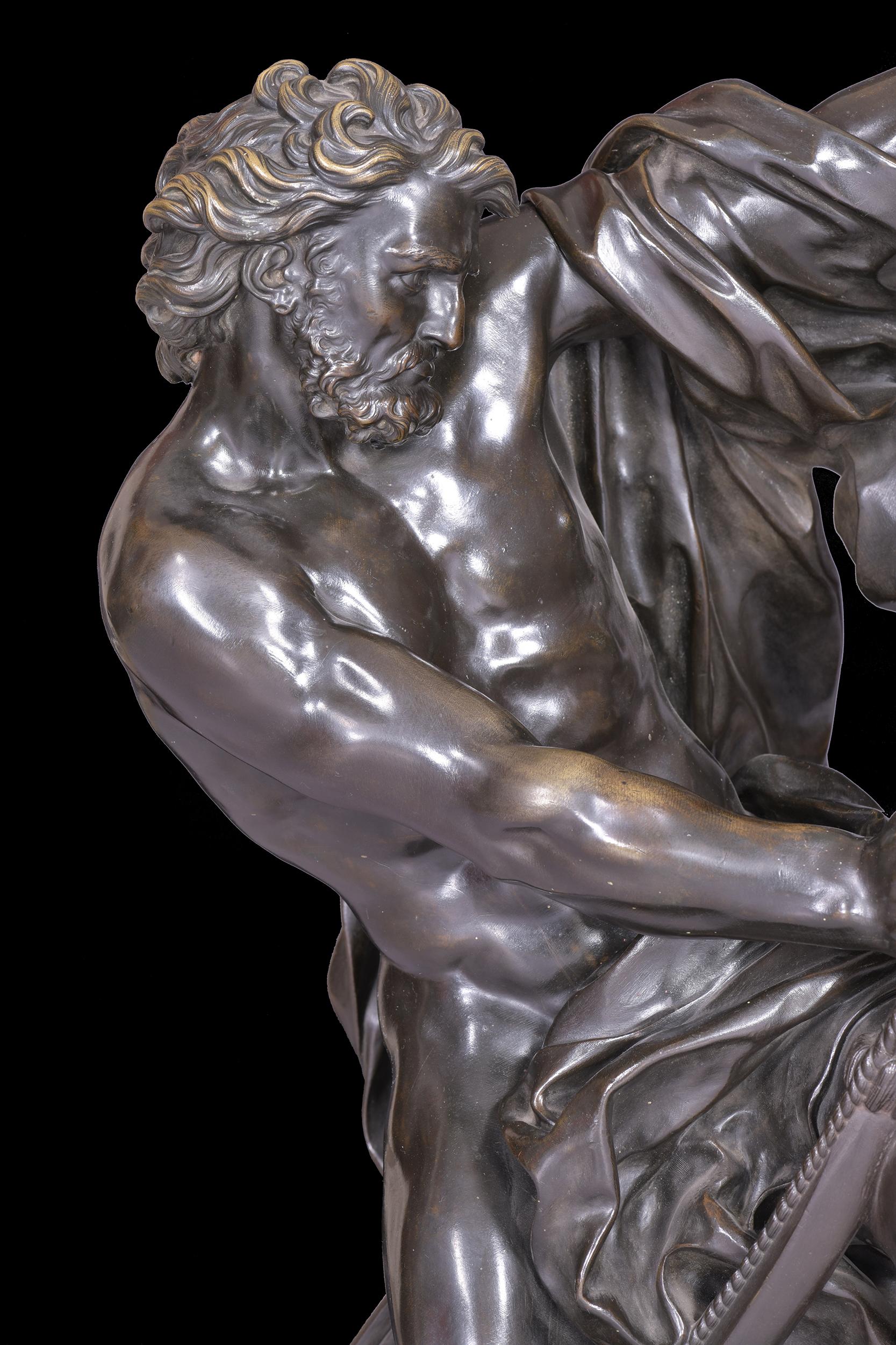 Baroque 19th Century Antique French Bronze Sculpture Of Ulysses After Jacques Bousseau For Sale