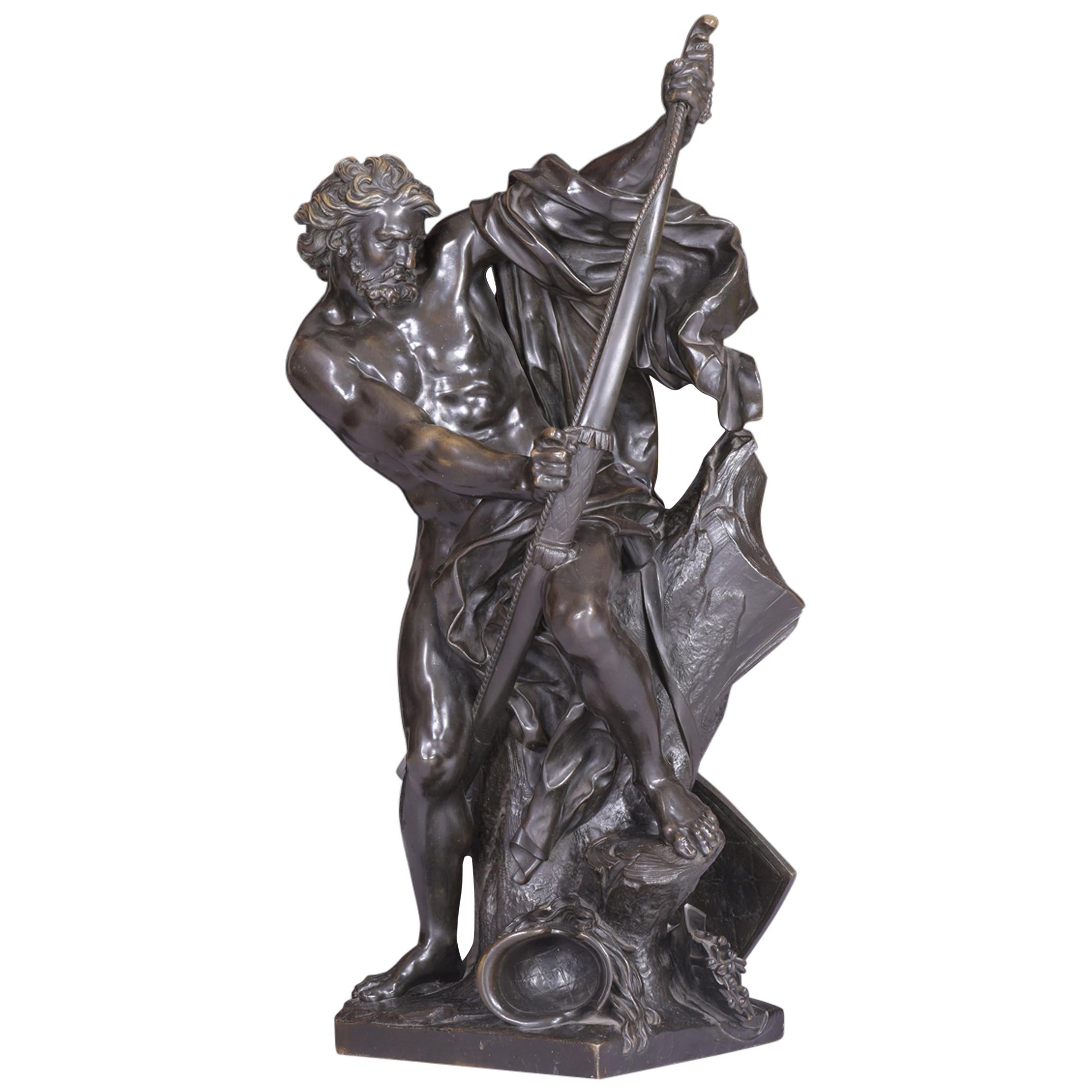 19th Century Antique French Bronze Sculpture Of Ulysses After Jacques Bousseau