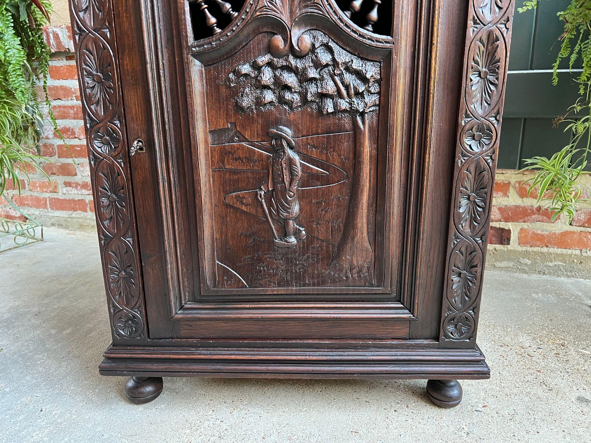 19th Century Antique French Carved Oak Cabinet Breton Brittany Wine Bar Sideboar 8