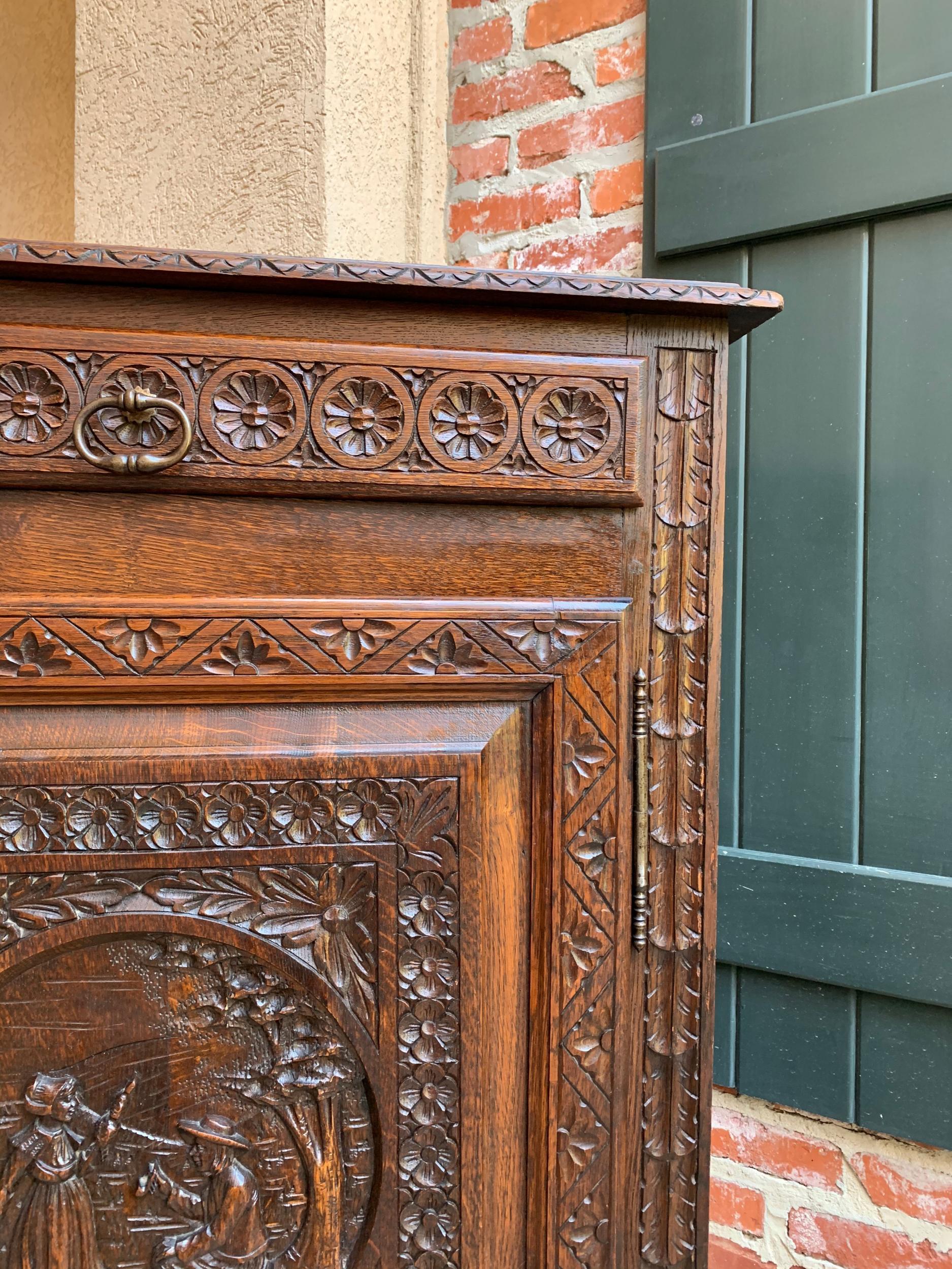 19th century Antique French Carved Oak Confiturier Jam Cabinet Breton Brittany 8