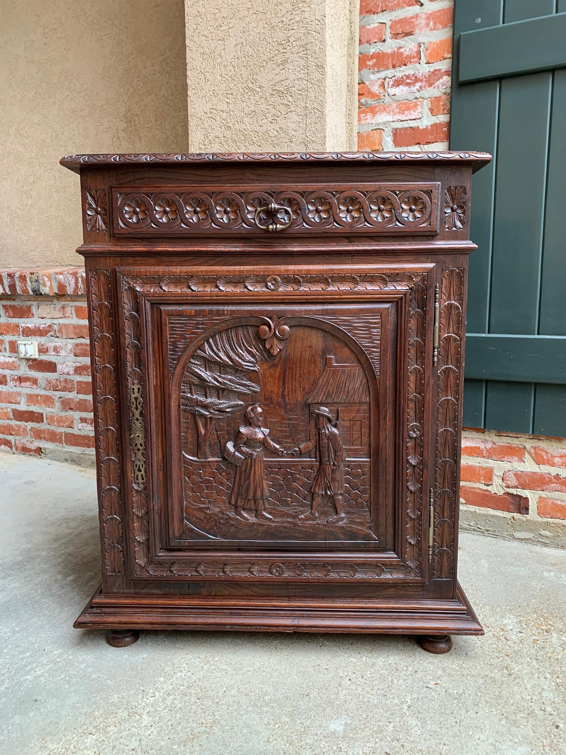 19th Century Antique French Carved Oak Confiturier Jam Cabinet Breton Brittany 8