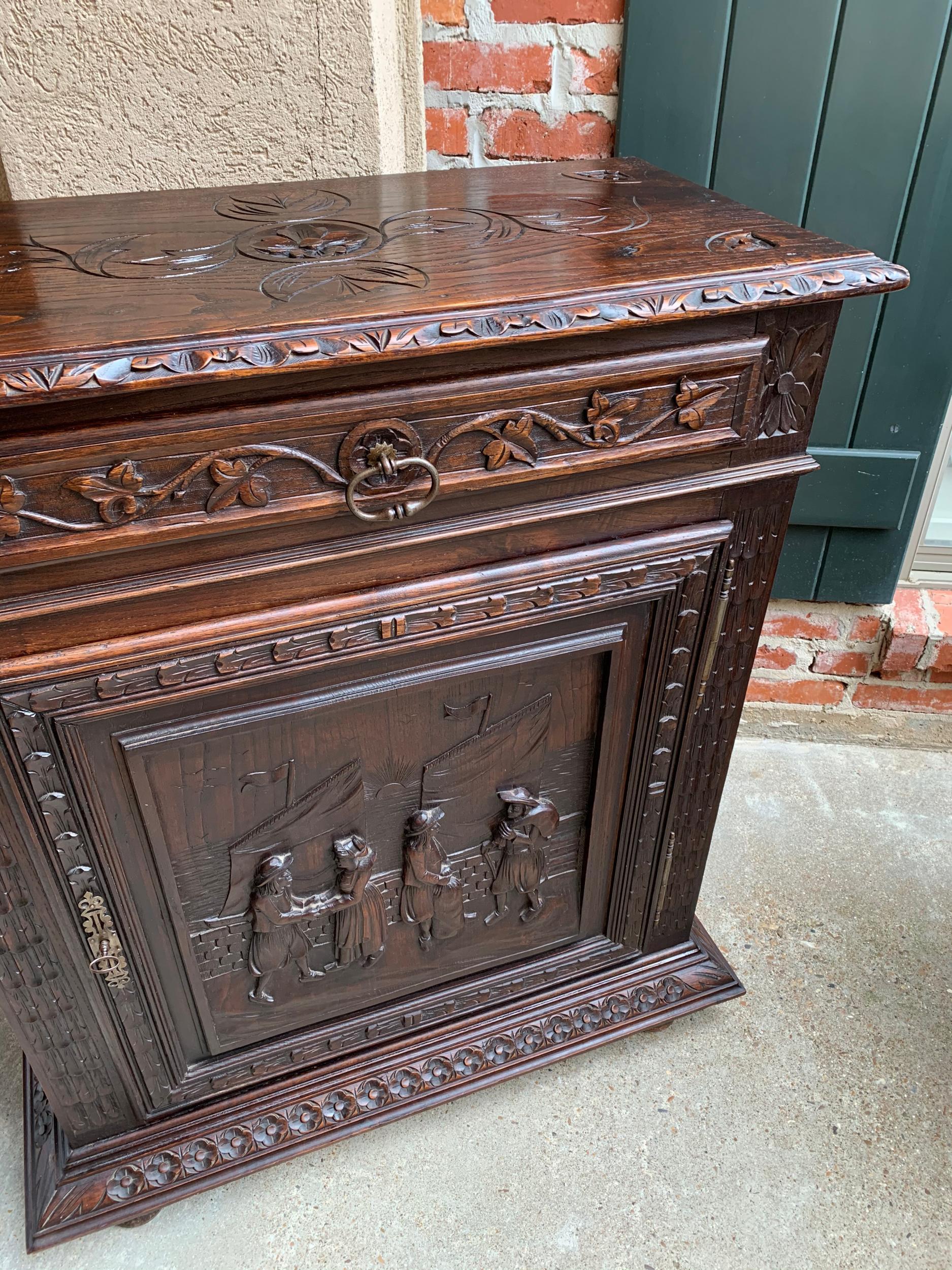 19th Century Antique French Carved Oak Confiturier Jam Cabinet Breton Brittany 9