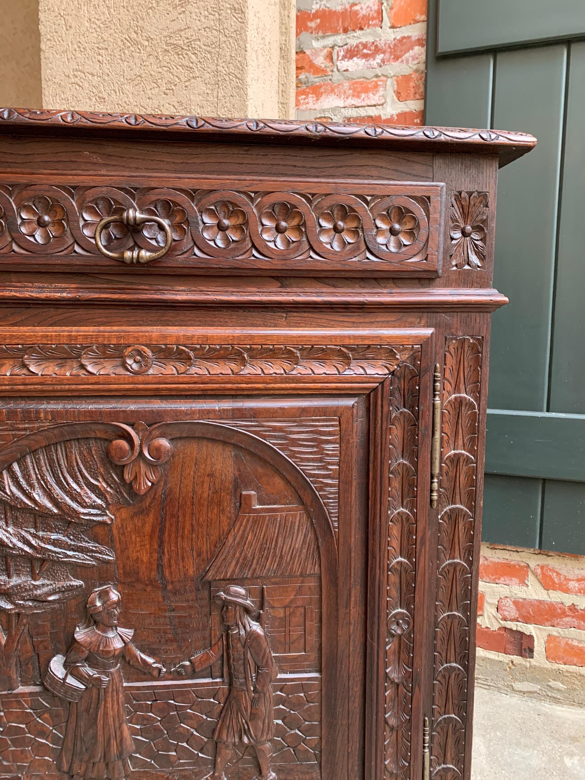 19th Century Antique French Carved Oak Confiturier Jam Cabinet Breton Brittany 10