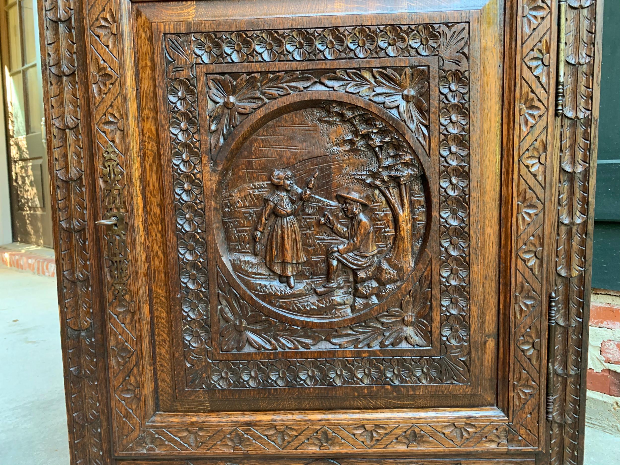 19th century Antique French Carved Oak Confiturier Jam Cabinet Breton Brittany 11