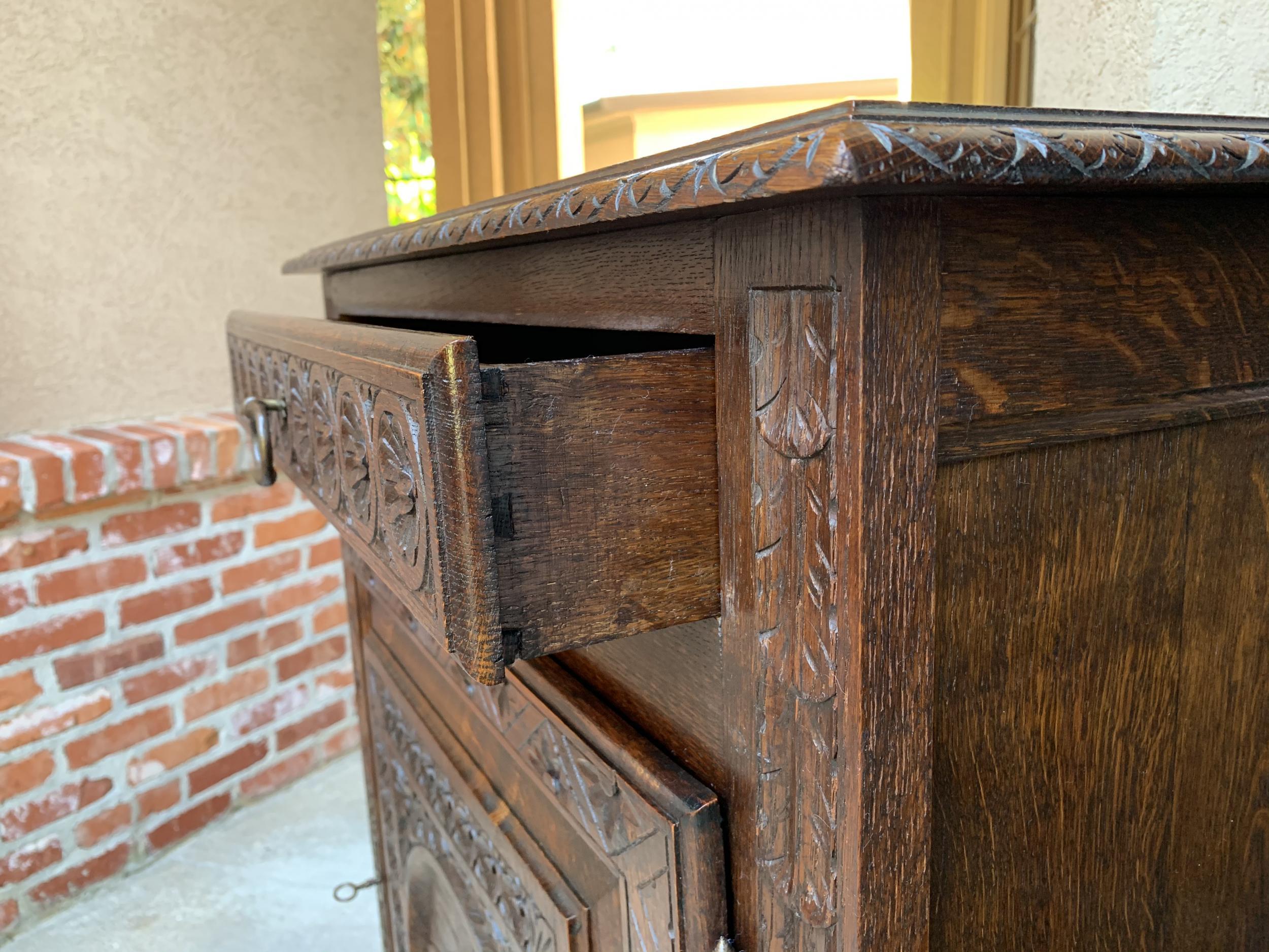 19th century Antique French Carved Oak Confiturier Jam Cabinet Breton Brittany 13